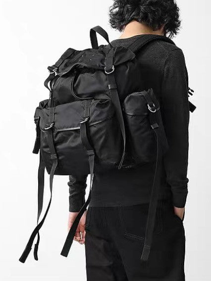Maison Margiela Men's Nylon Solid Color Adjustable Strap Drawstring Flap High Tech XL Backpack Casual Shoulder Bag Bags SB2WA0013P6763T8013 Ngvp #9919