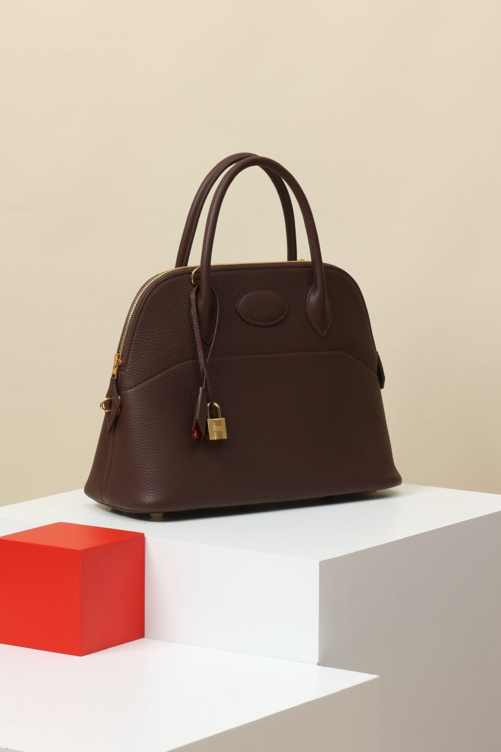 Hermes bo31 Women's Solid Color Leather Zipper Closure Shoulder Crossbody Handbag Bag Bags #75532