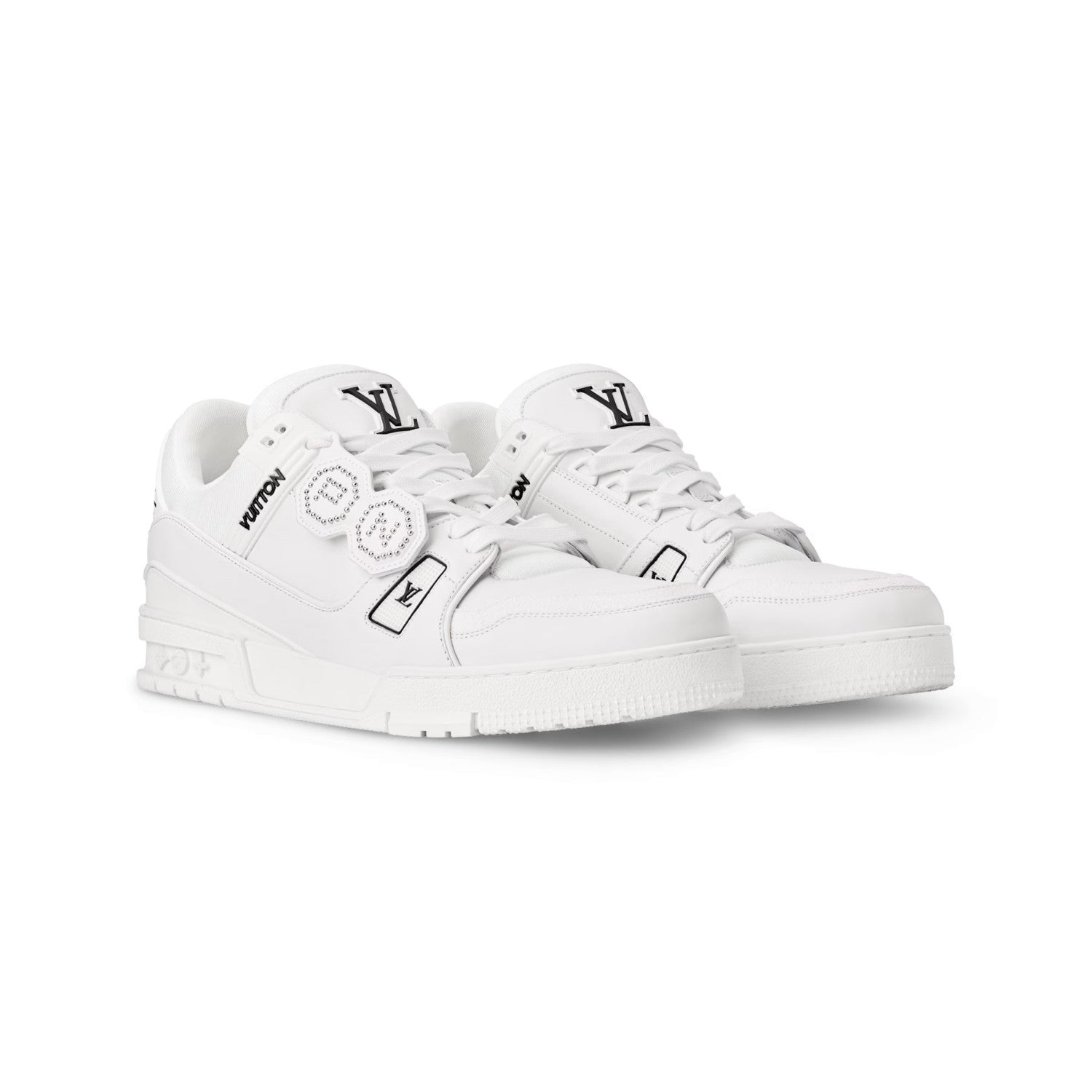 Louis Vuitton LV TRAINER Men's And Women's Classic Fashion Casual Cowhide Round Toe Lace Up Low Top Sneakers Shoes #78219
