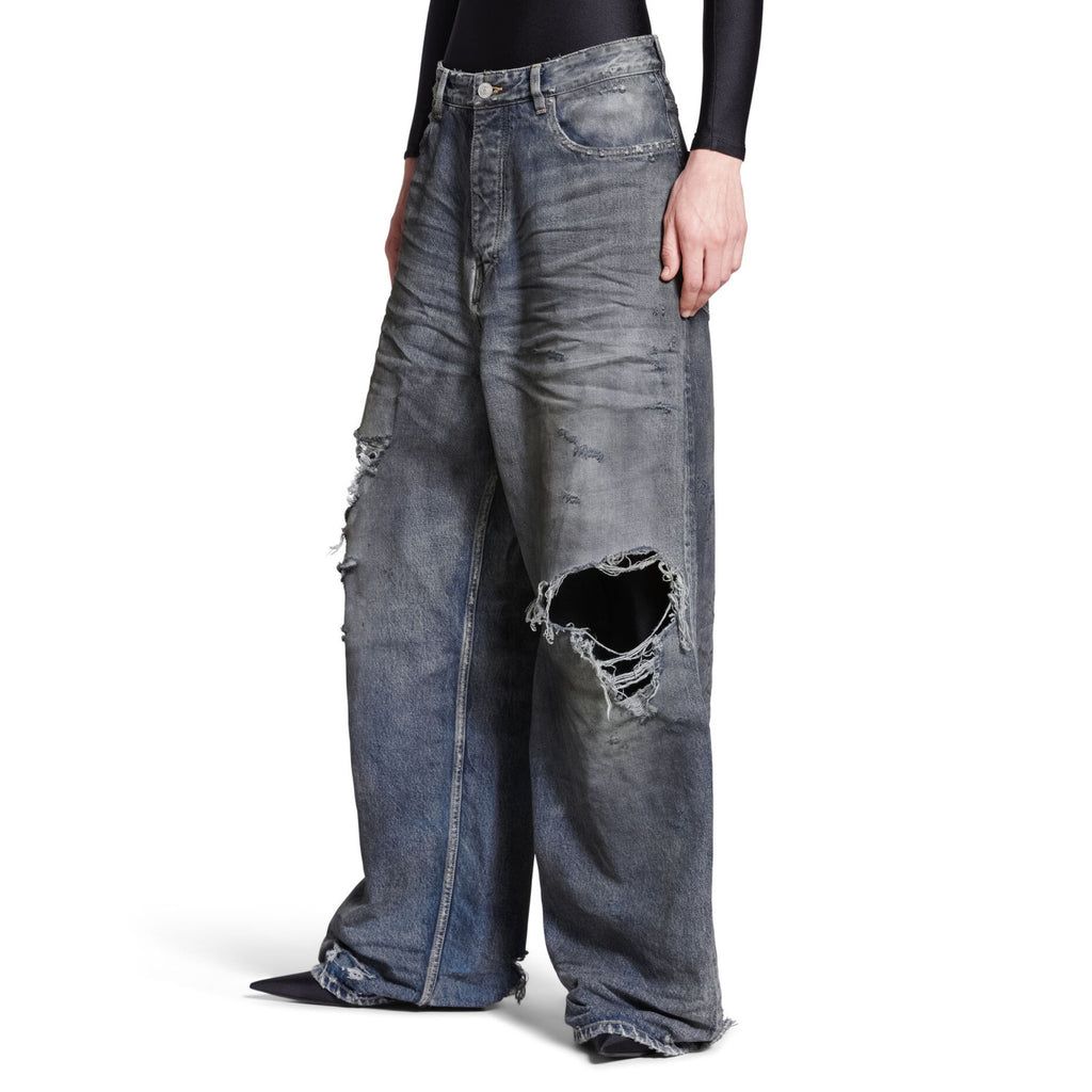 Balenciaga Men's And Women's Spring/Fall Fashion Casual Washed Distressed Relaxed Fit Ripped Jeans Pants #78978