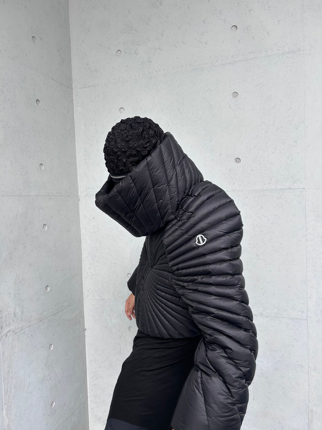 Moncler x Rick Owens Men Women Winter Solid Color Detachable Neck Collar Short Long Sleeve Puffer Down Jacket Black Fit Coat #8825