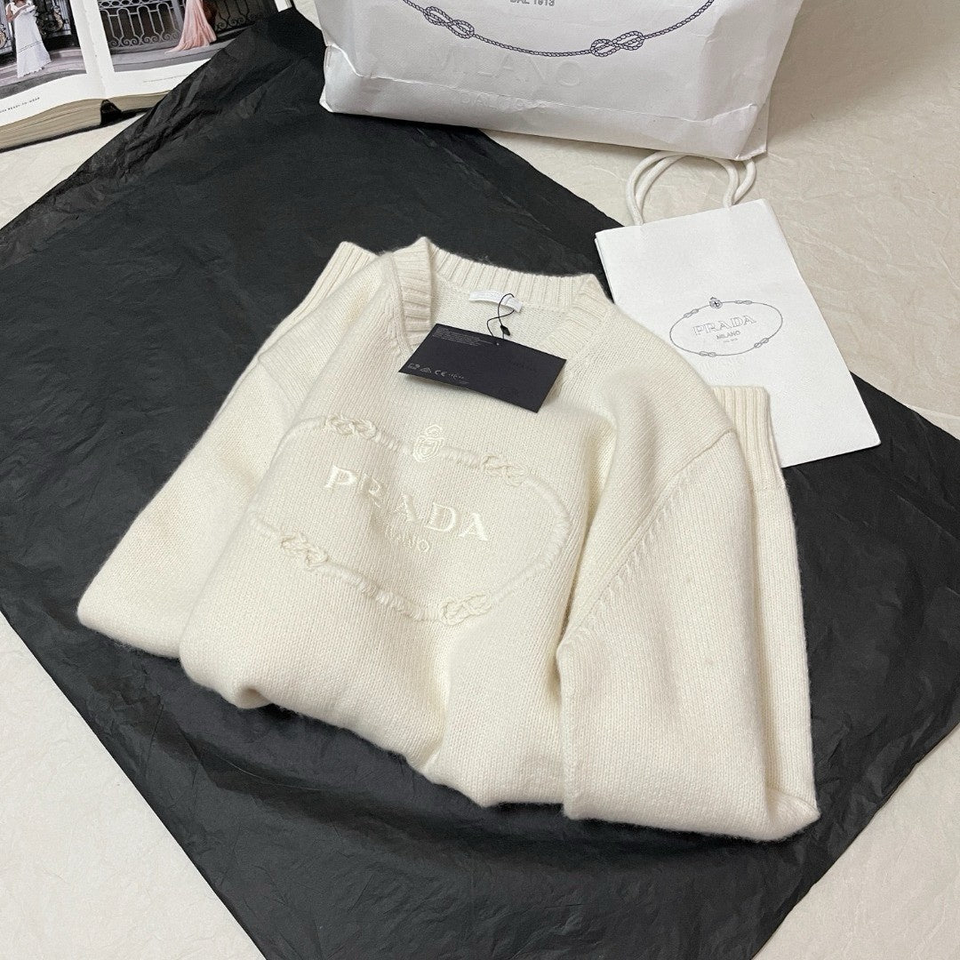 Prada Men's Spring and Autumn Solid Color Splicing Round Neck Embroidery Printed Logo Long Sleeve Sweater Pullover #72945