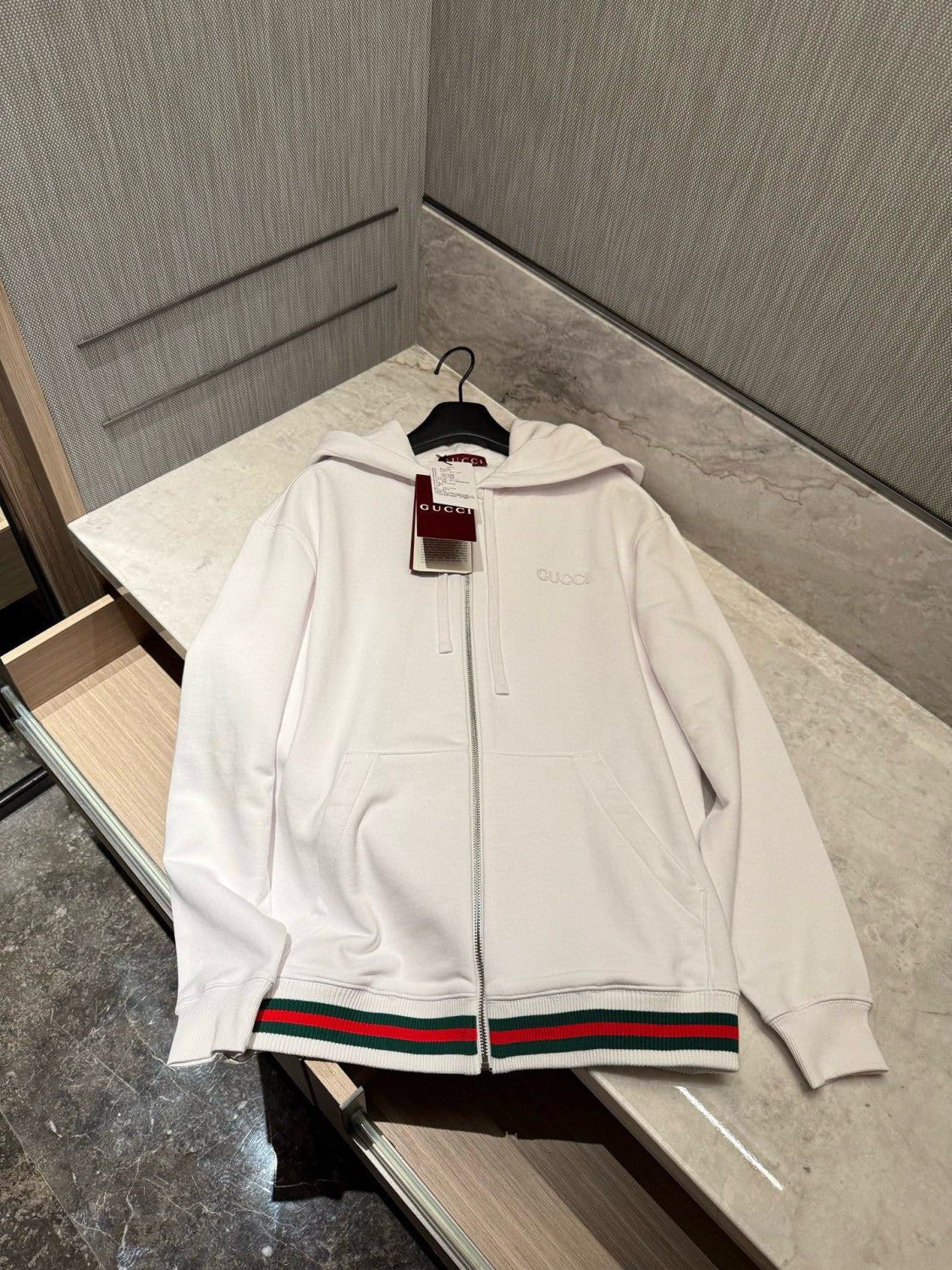 Gucci Men's And Women's Spring/fall Fashion Casual Solid Color Hooded Zipper Pullover Sweatshirt With Letter Embroidery Long Sleeve Jacket Sweatshirt #79289