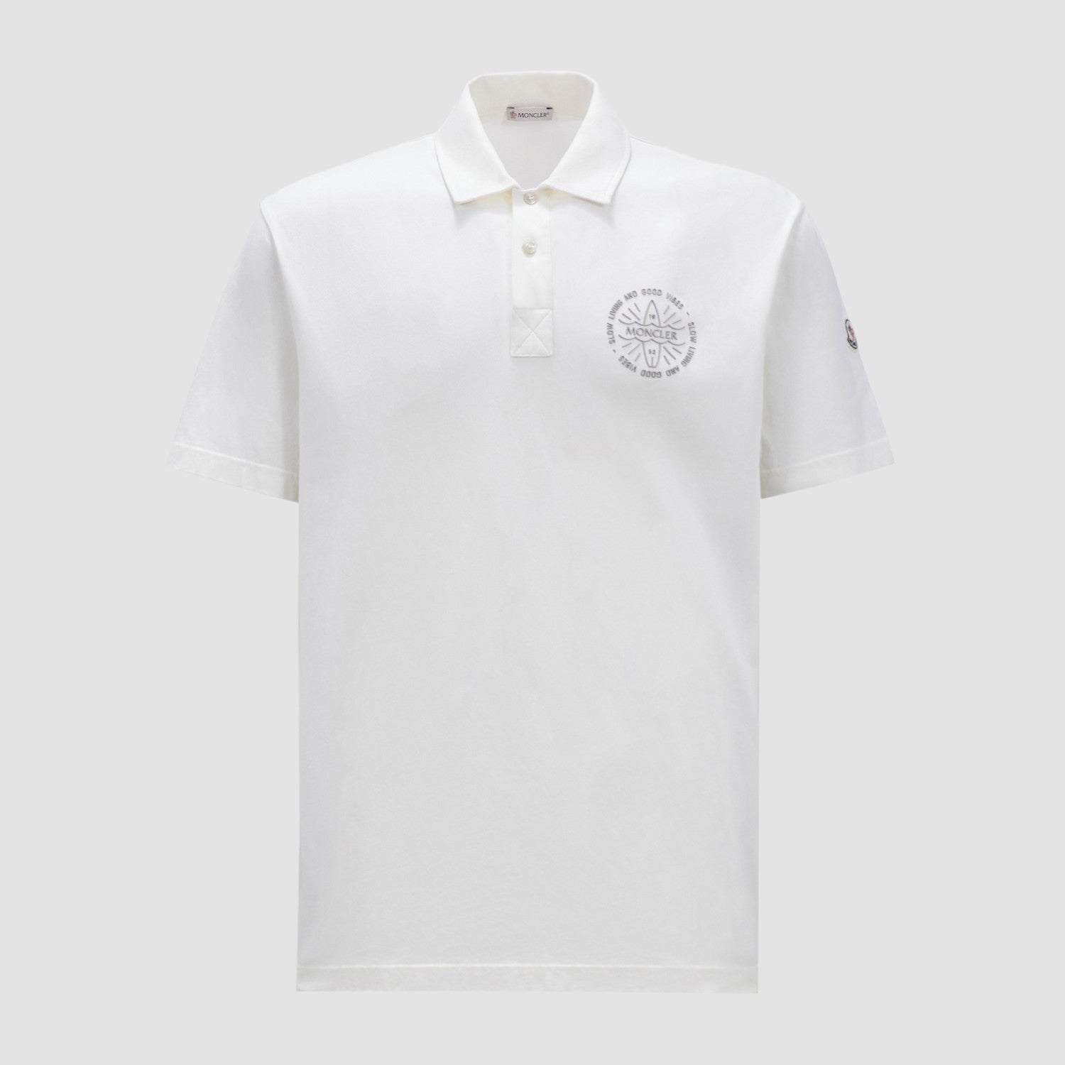 Moncler Men's Summer White Graphic Printed Comfortable Cotton Short Sleeve Polo Shirt T-Shirt #99661