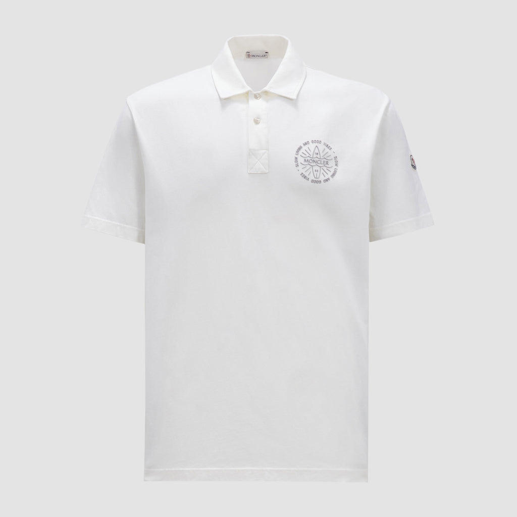 Moncler Men's Summer White Graphic Printed Comfortable Cotton Short Sleeve Polo Shirt T-Shirt #99661