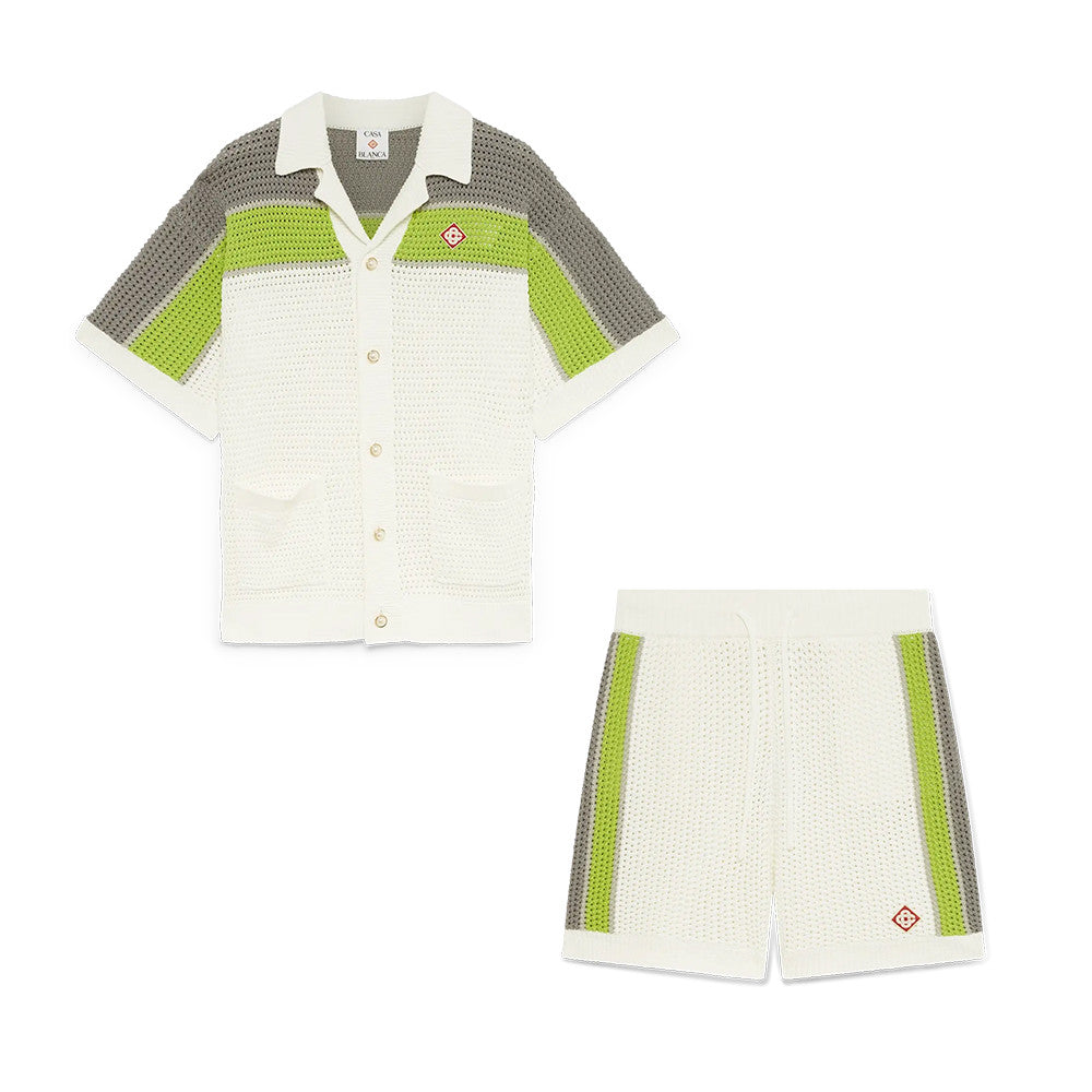 Casablanca Stripe Crochet Shirt Shorts #336490