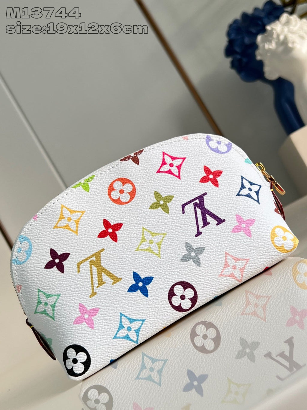 Louis Vuitton LV x TM Women's Colorful Logo Printed Zipper Closure Coated Canvas Leather Trimmed Toiletries Cosmetic Bag Bags #75163