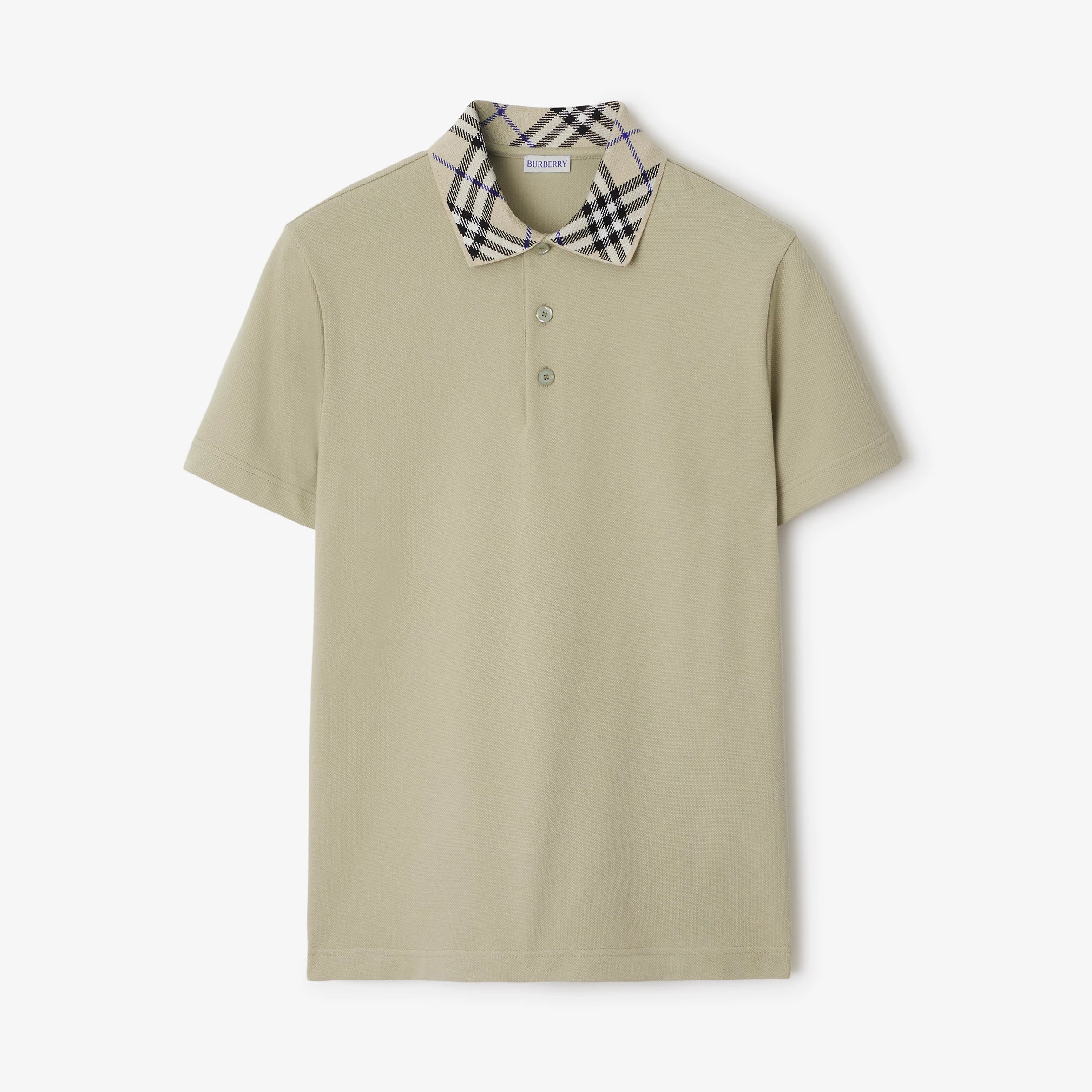 Burberry Men's Summer Check Printed Polo Neck Solid Color Short Sleeve T-Shirt #77499