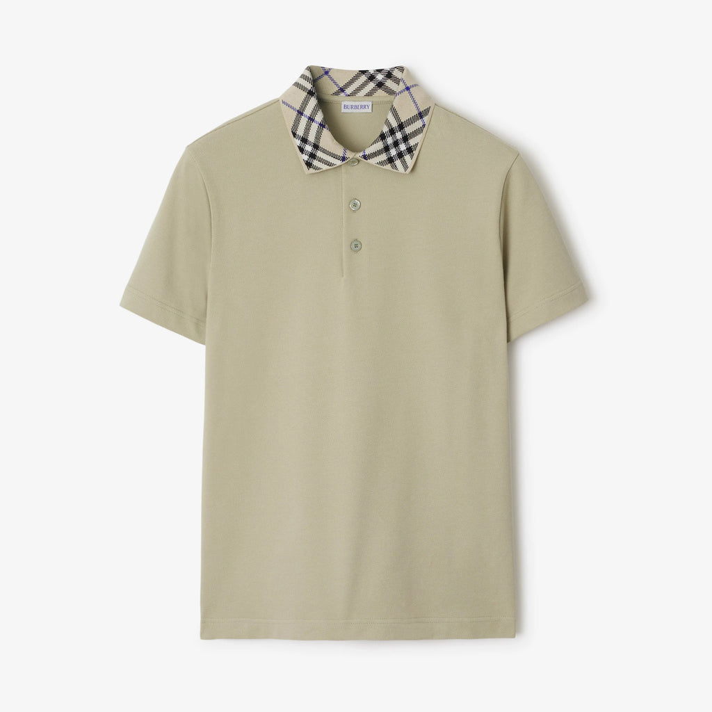 Burberry Men's Summer Check Printed Polo Neck Solid Color Short Sleeve T-Shirt #75868