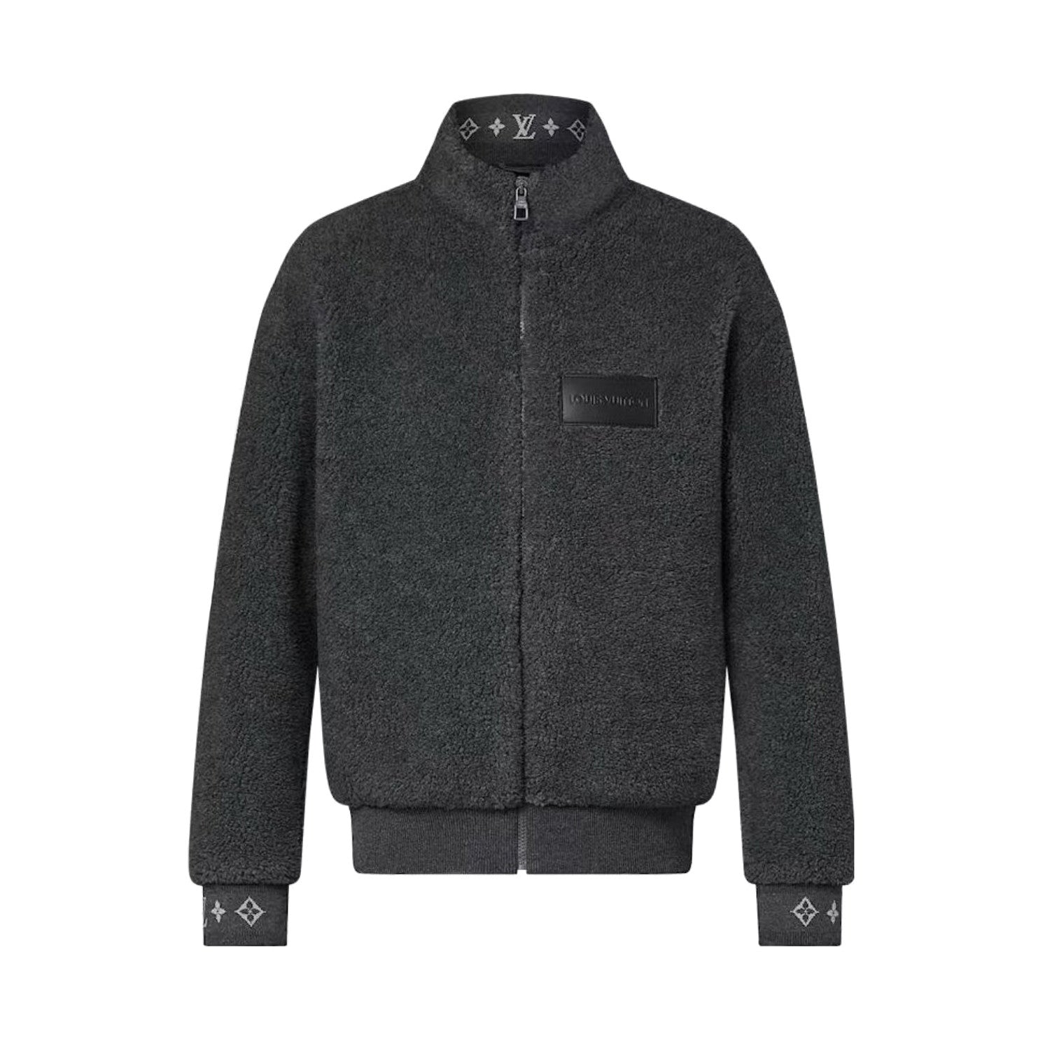 Louis Vuitton Men's Winter Fashion Casual High Neck Zipper Solid Color Fleece Jacket #79325
