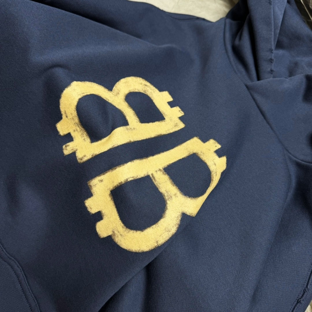 Balenciaga Men's Spring And Autumn Bitcoin Printed Logo Hooded Sweatshirt Fashion High Street Trend Long Sleeve Top Pullover Hoodies #73136