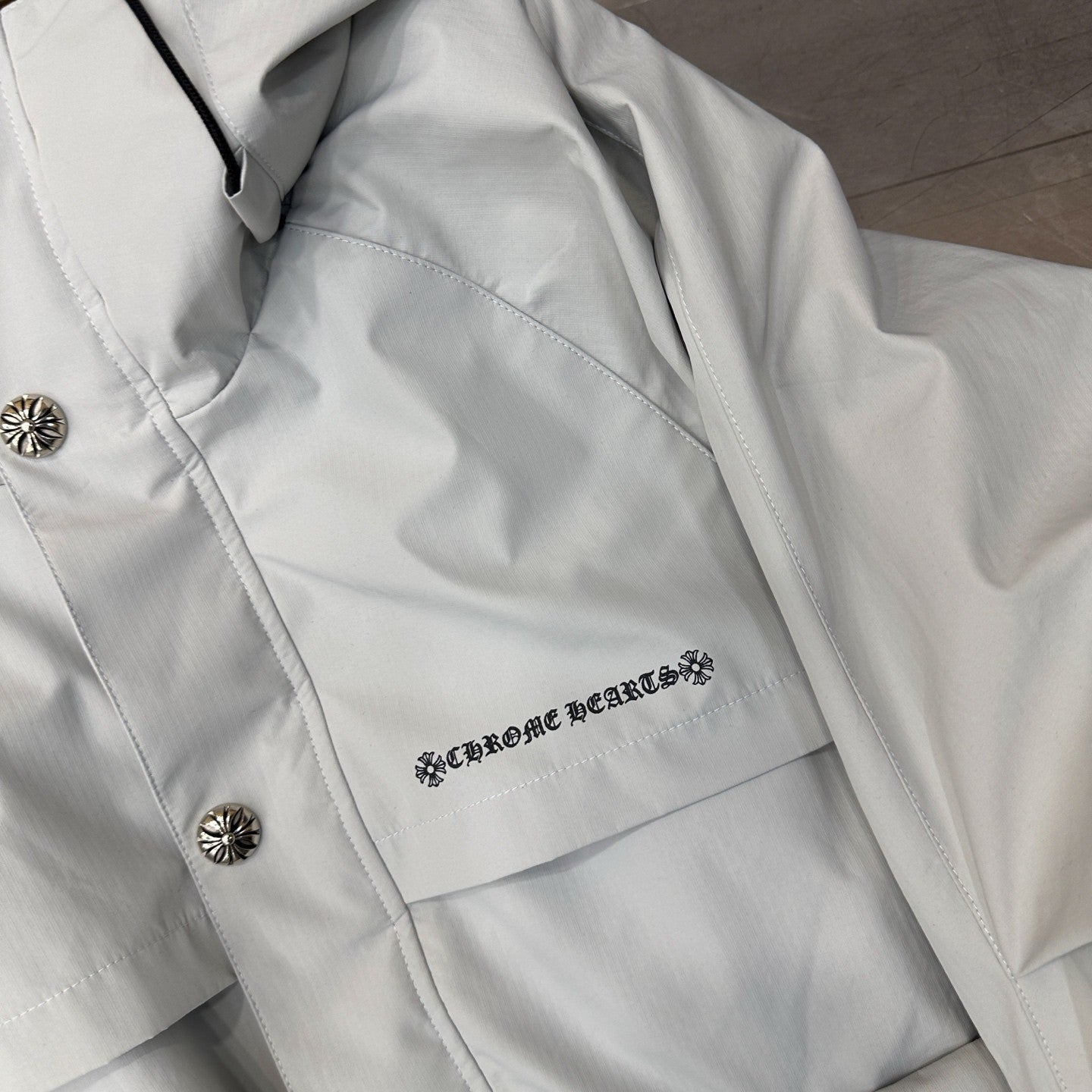 Chrome Hearts Men's And Women's Fall/winter Fashion Casual Solid Color Hooded Zipper Windproof Single Breasted Button Classic Logo Print White Goose Down Filled Jacket #79546