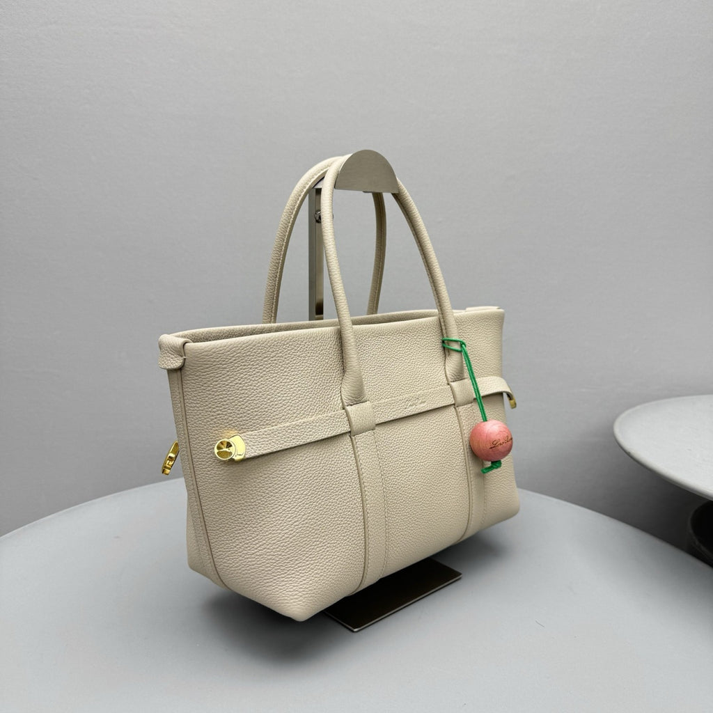 Loro Piana Ghiera Shopper Women's Classic Fashion Solid Color Ring Buckle Leather Tote Bag Bags #78198