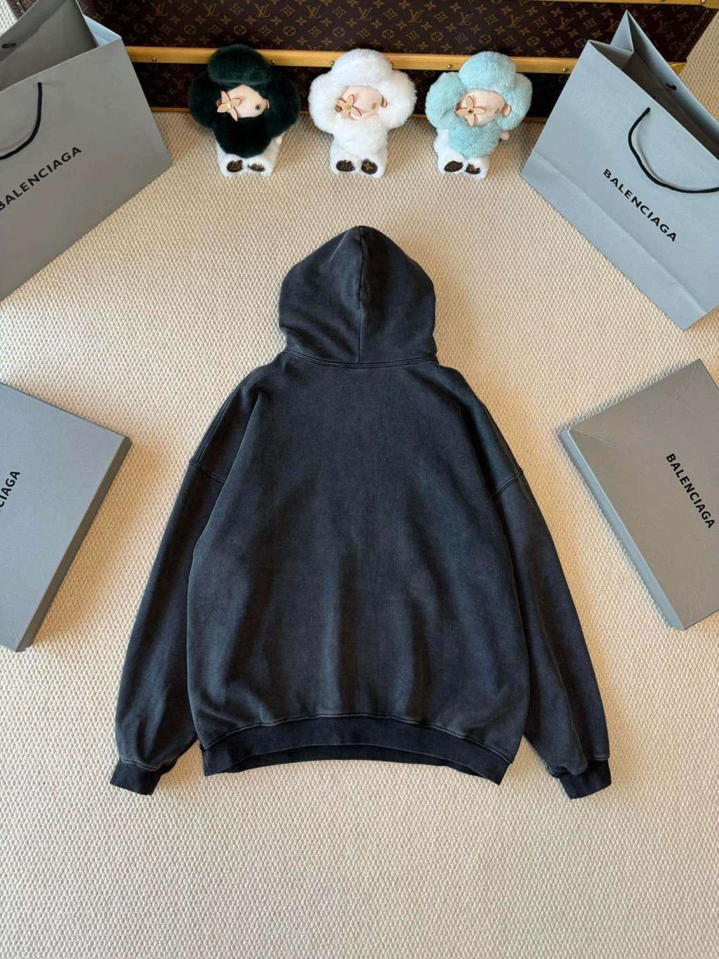 Balenciaga Men's Spring and Autumn Solid Color Letter Printed Cotton Hooded Sweatshirt #74277