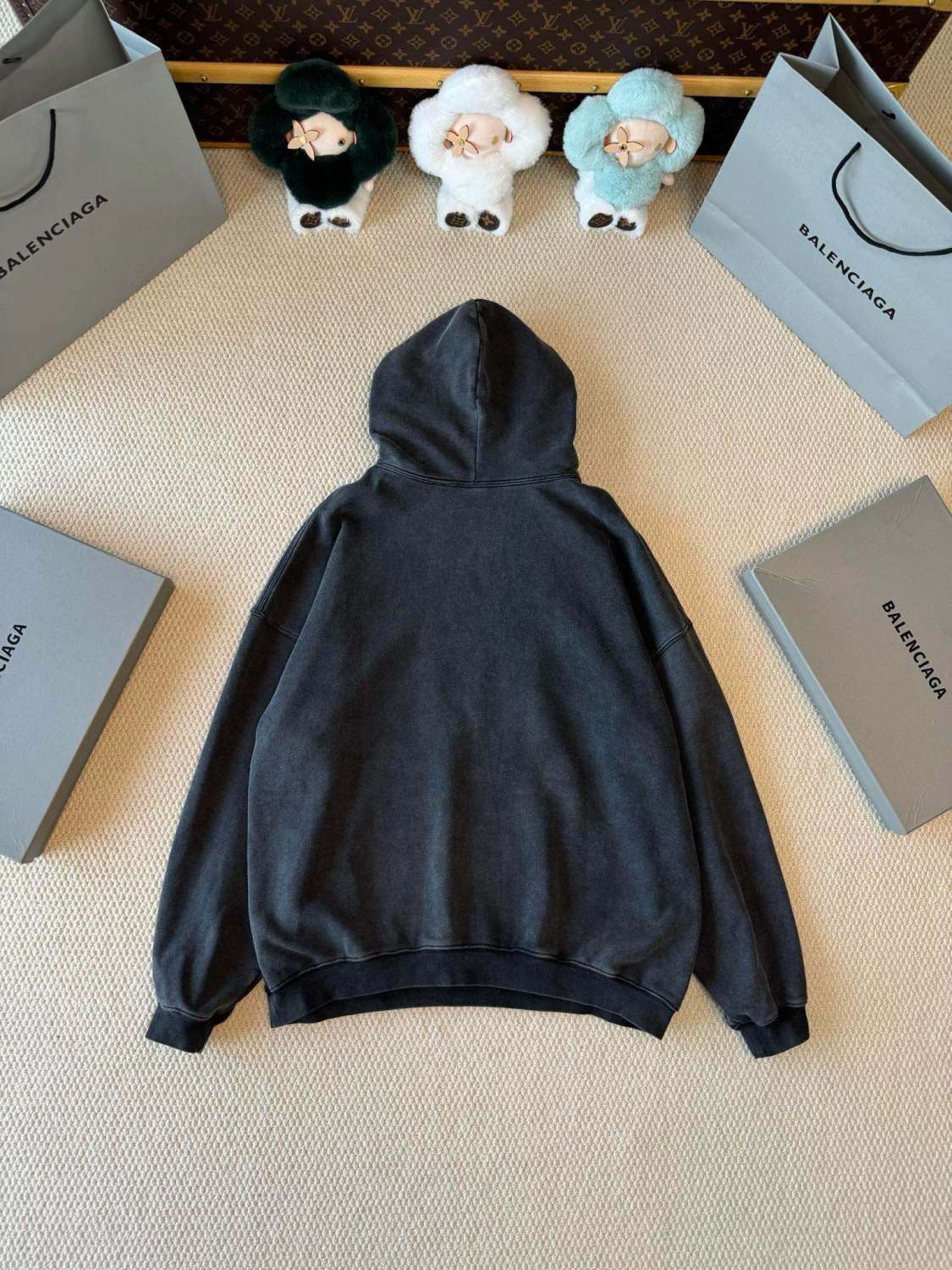 Balenciaga Men's Spring and Autumn Solid Color Letter Printed Cotton Hooded Sweatshirt #74277