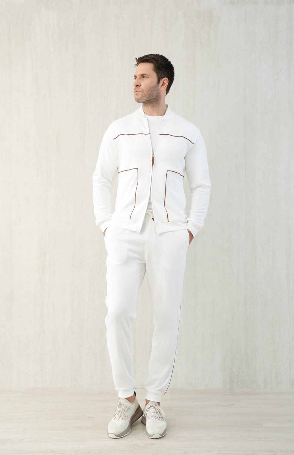 Brunello Cucinelli Men's Spring and Autumn Hooded Long Sleeve Cotton Casual Sports Sweatshirt Zipper Long Sleeve Jacket Ngvp #1766
