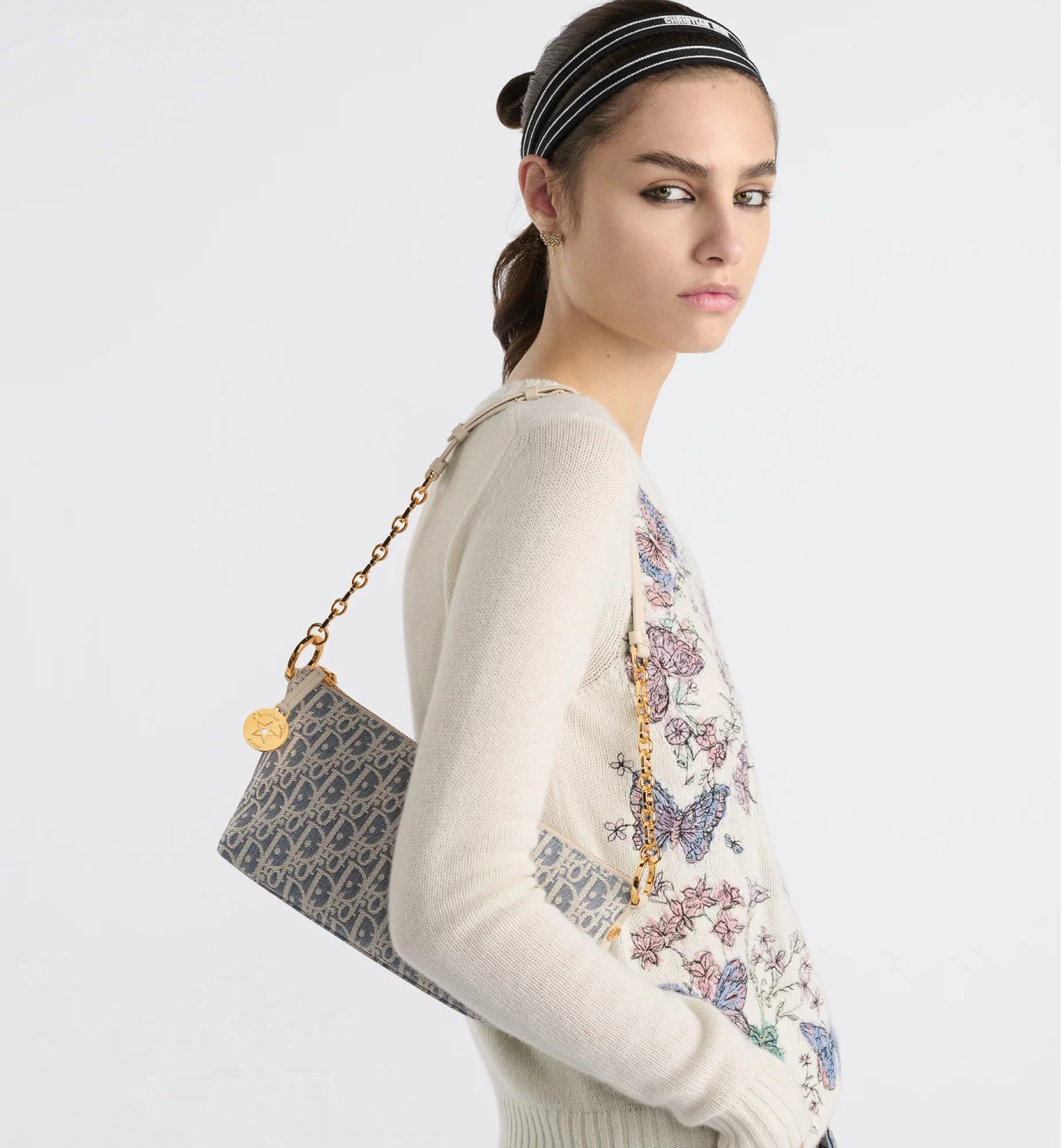 Dior Women's Diorstar Hobo With Chain Bag Star Logo Leather Tote Casual Solid Color Shoulder Bag Bags S3202UDFD_M925 #81262