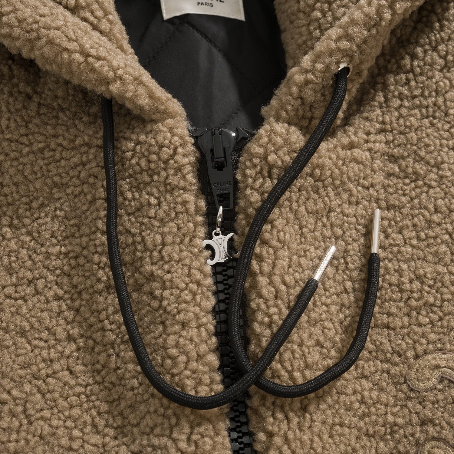 Celine Hooded Jacket in Wool and Cotton Fleece #333474