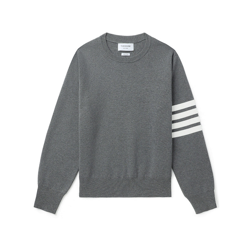 Thom Browne Men's Spring. Autumn And Winter Round Neck Solid Color Cotton Striped Long Sleeve Pullover Knitted Sweater Ngvp #1944