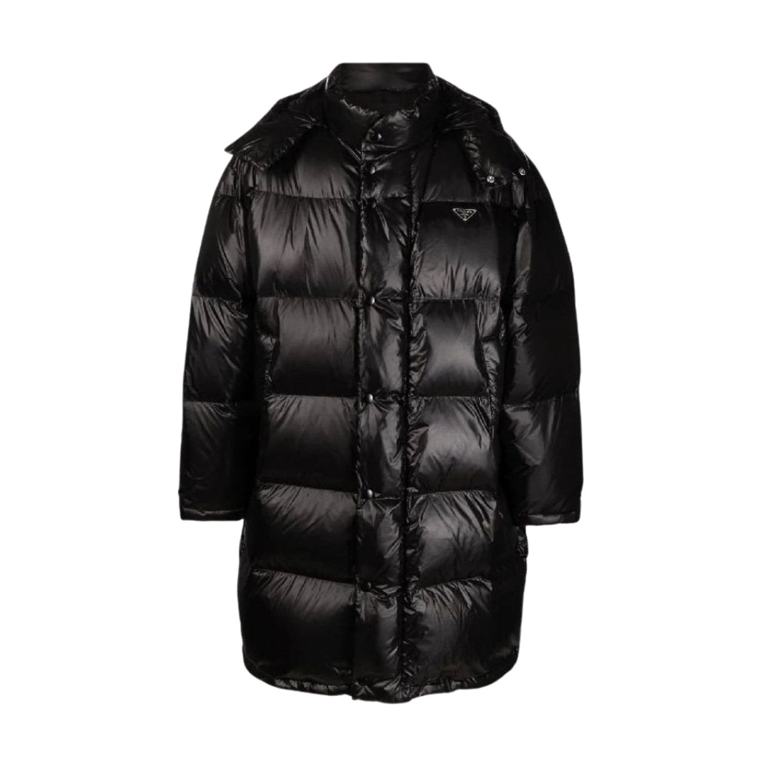 Prada Men's Autumn and Winter Solid Color Nylon Hooded Long Zipper Long Sleeve Jacket Coat #74672