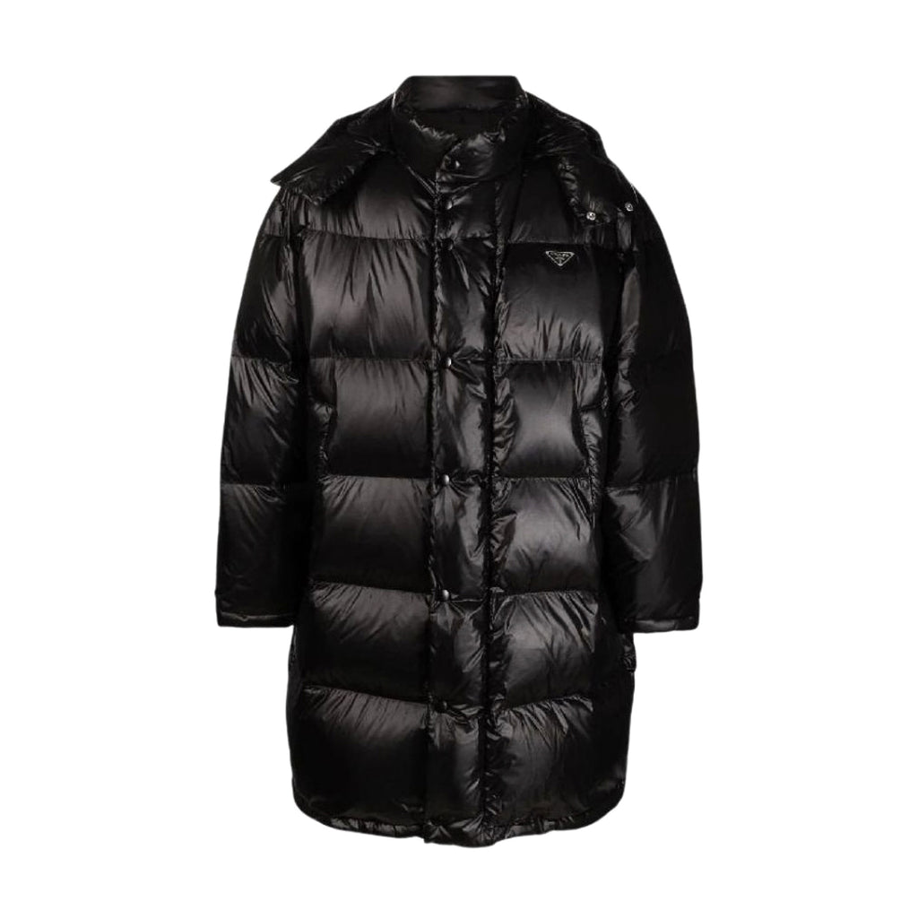 Prada Men's Autumn and Winter Solid Color Nylon Hooded Long Zipper Long Sleeve Jacket Coat #74672