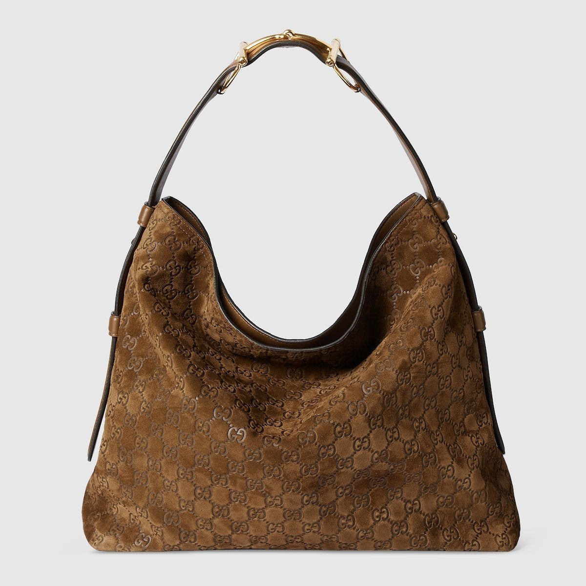Gucci Beatrix Large Tote Bag Brown Gg Suede Material Gold Horseneck Buckle Shoulder Backpack Exquisite And Elegant Women's Bags #193451