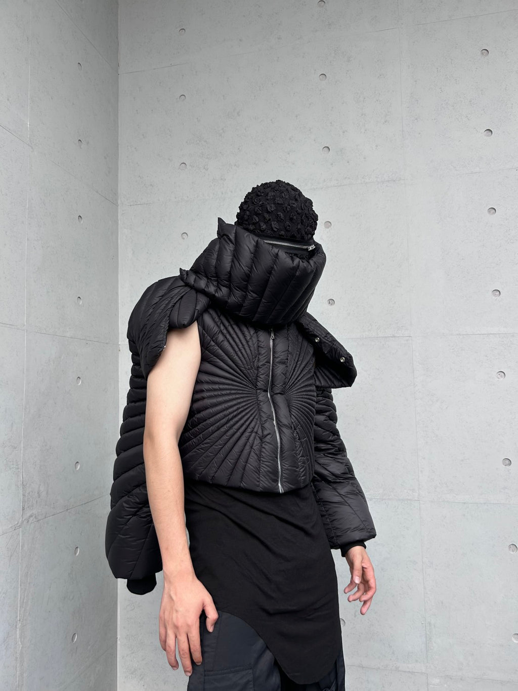 Moncler x Rick Owens Men Women Winter Solid Color Detachable Neck Collar Short Long Sleeve Puffer Down Jacket Black Fit Coat #8825