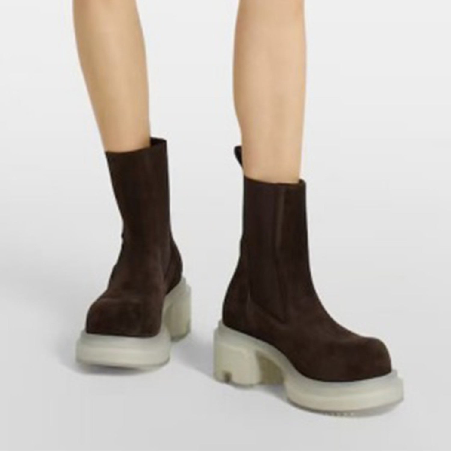 Rick Owens Men's Fall And Winter Elastic Thick Bottom Boots Round Head Suede Short Boots 7cm Fashion Trend Cowhide Mid-calf Shoes Ngvp #2466