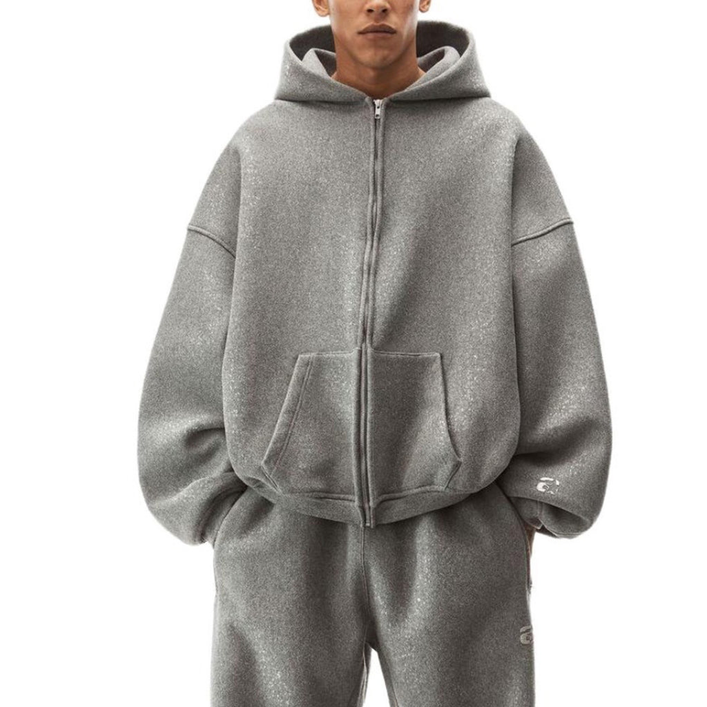Alexander Wang Gray Zippered Loose Hooded Sweatshirt Ngvp #6687