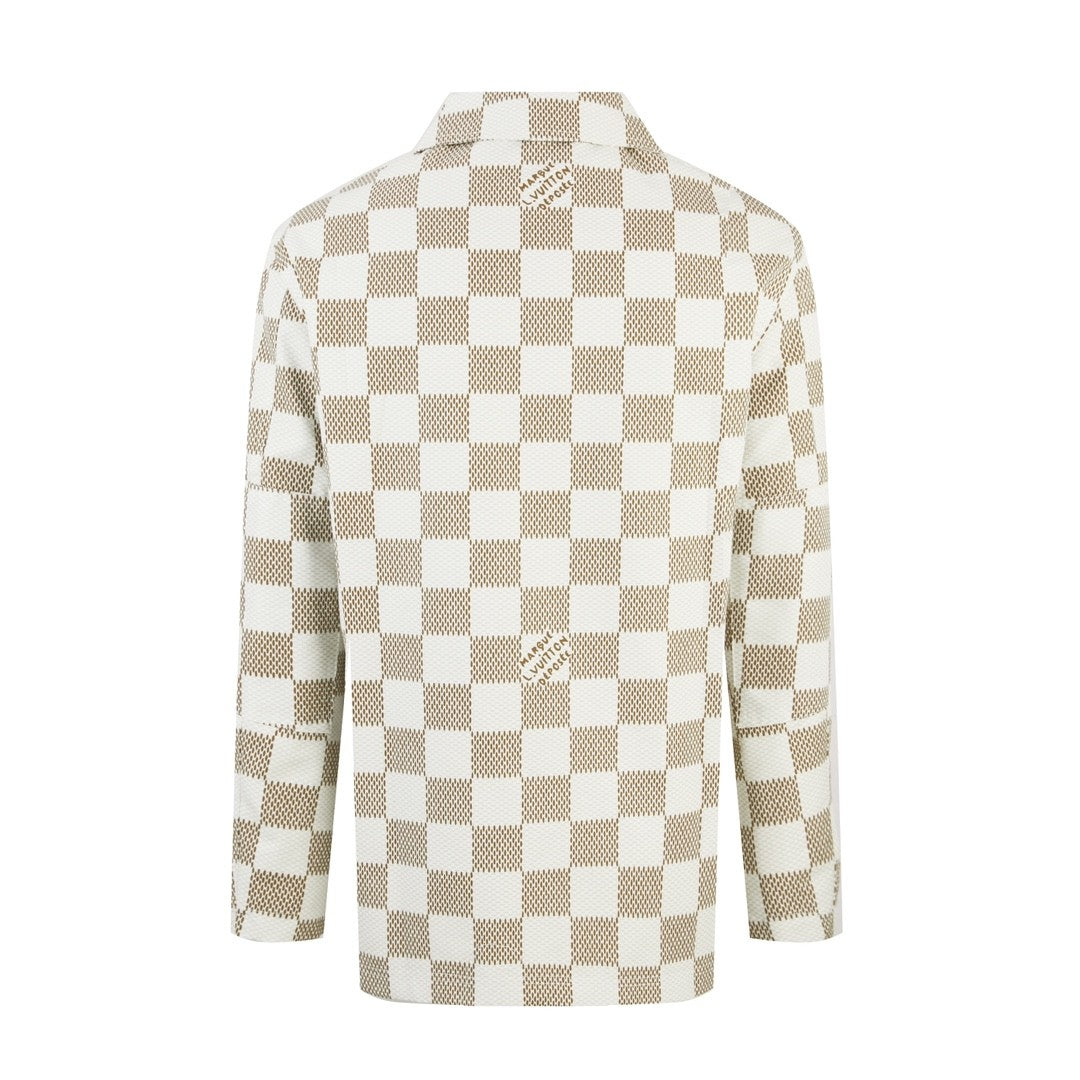 Louis Vuitton Men's Fall And Winter White Checkered Lapel Single Breasted Pocket Long Sleeved Jacket #72775