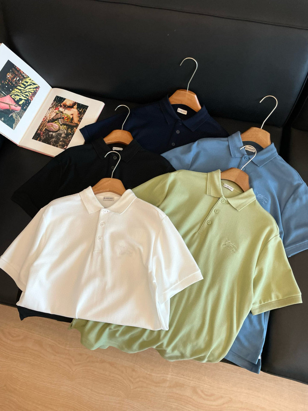 Burberry Men's Summer Solid Color Embroidered Knight Pattern Polo Neck Short Sleeve T-Shirt #76185