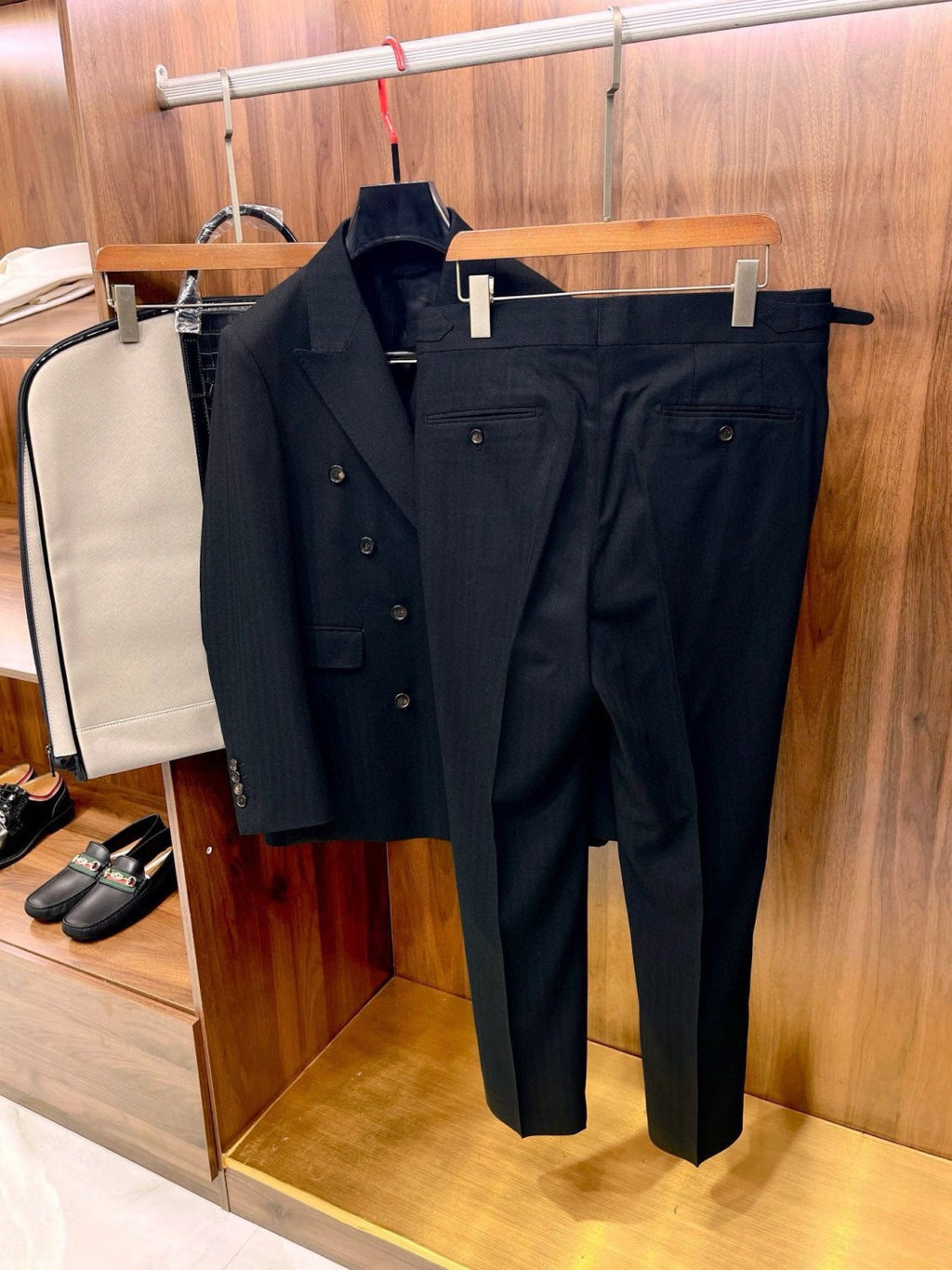 Louis Vuitton Men's Fall And Winter Business High-end Tide Wool Double-breasted Blazer Top Wedding Suit Casual Pants Black Suit Set Ngvp #2443
