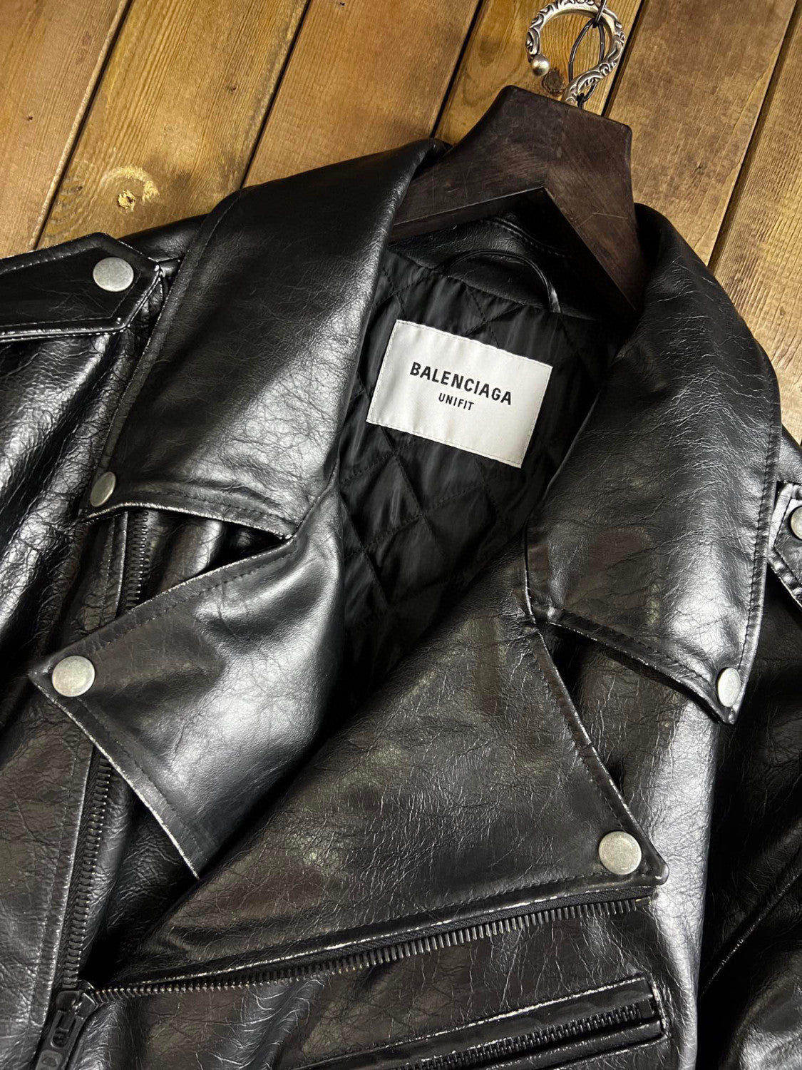 Balenciaga Black Leather Vintage Long Jacket Ngvp #6657