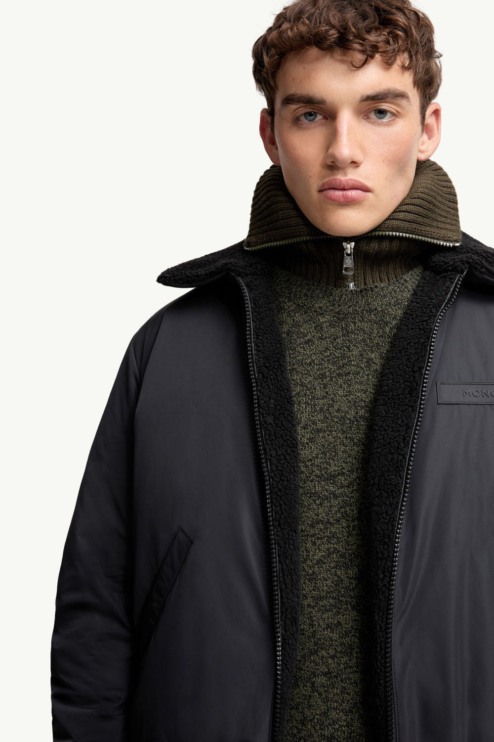 Moncler Men's Black Maulevrier Reversible Teddy Fleece Bomber Jacket #332812