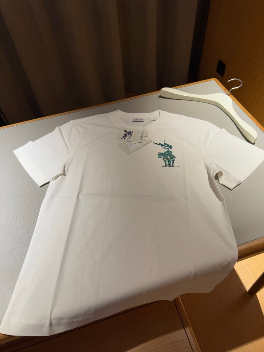 Burberry Men's Summer Knight Print Solid Color Cotton Round Neck Casual T-shirt #75516