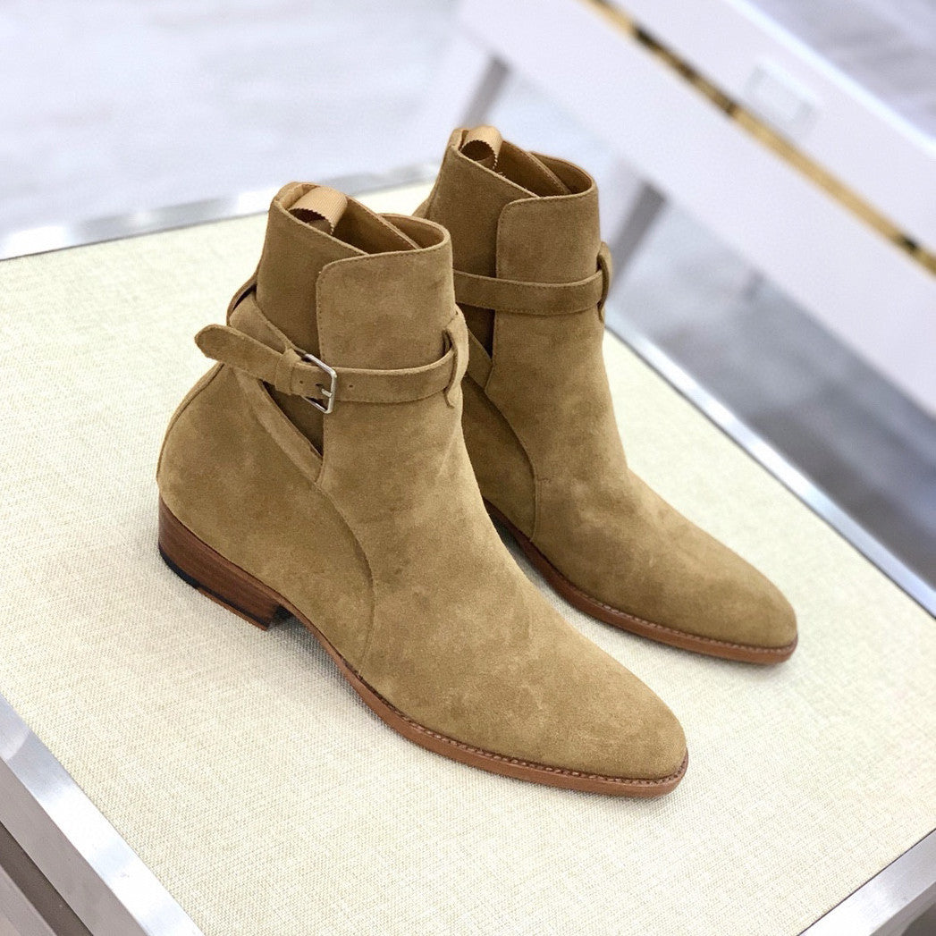 SAINT LAURENT Men's Fall/Winter Casual Round Toe Slip On Leather Low Top Ankle Boots #78867