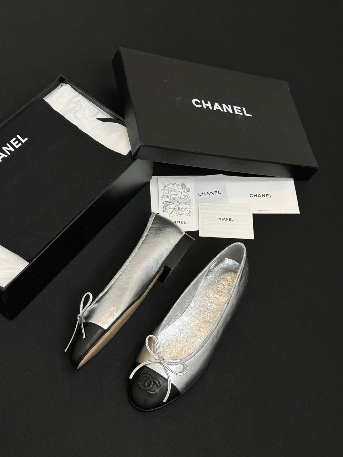 CHANEL Ballet Flats Lambskin Burgundy Pink #387089