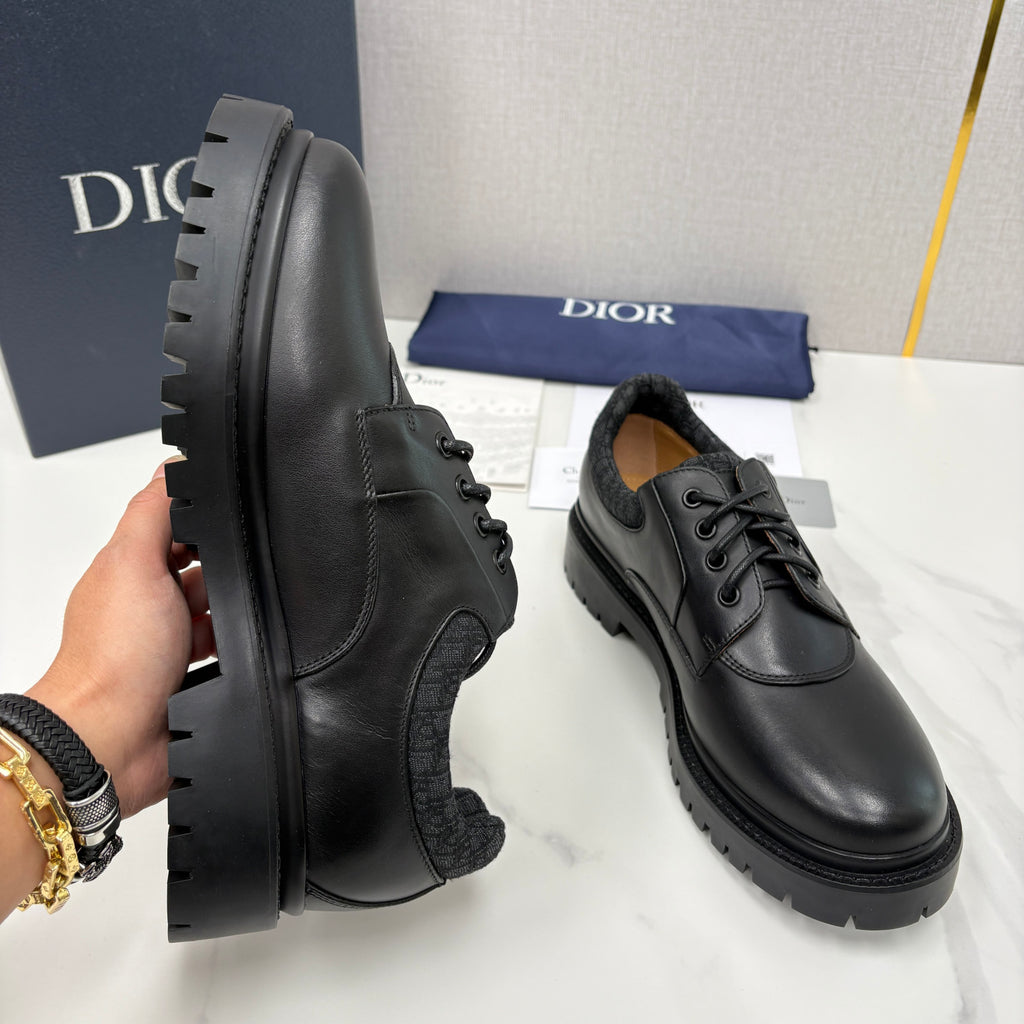DIOR Dior Explorer III Derby Shoe Black Smooth Calfskin and Black Dior Oblique Jacquard #336111