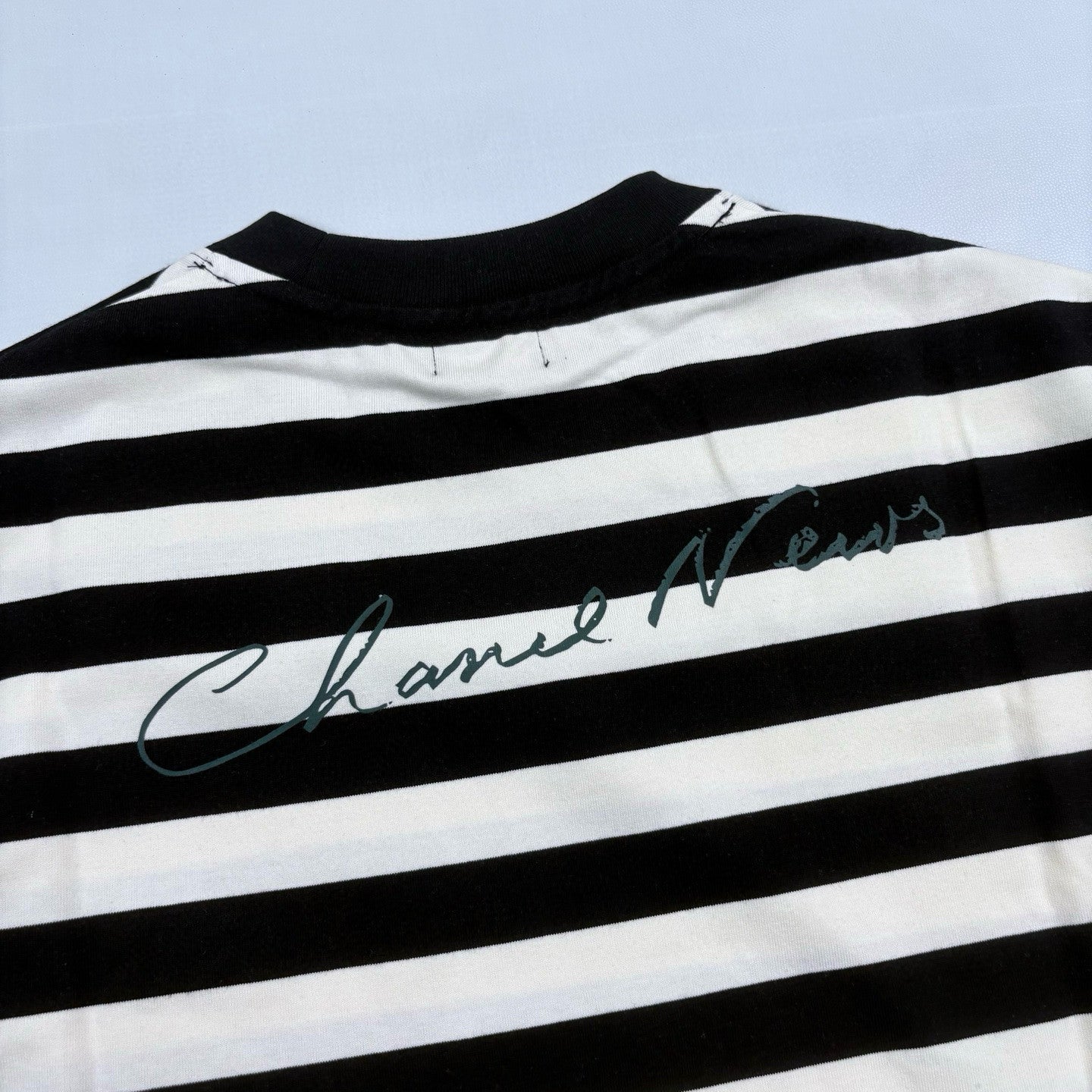Chanel Men's Summer Striped Logo Solid Color Round Neck Pullover Short Sleeved T-shirt #81554
