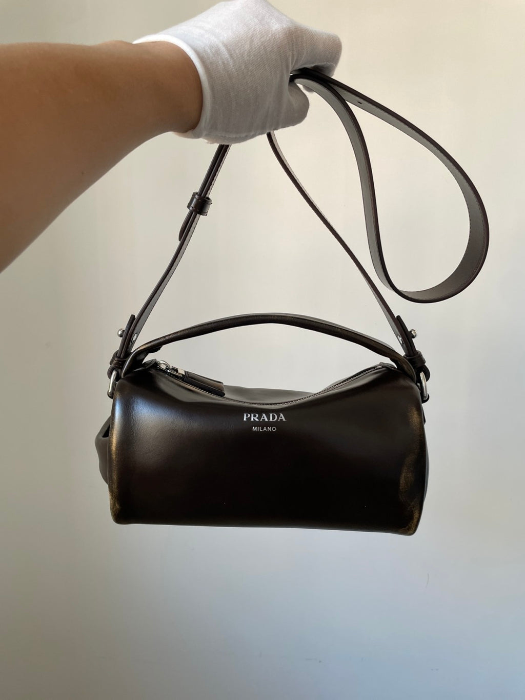 Prada runway collection Cylinder bag Leather Shoulder Bags  #193912