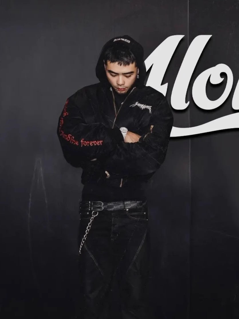 Vetements Men's Women's Autumn And Winter Solid Color Pattern Embroidery Short Zipper Long Sleeve Jacket Ngvp #9429