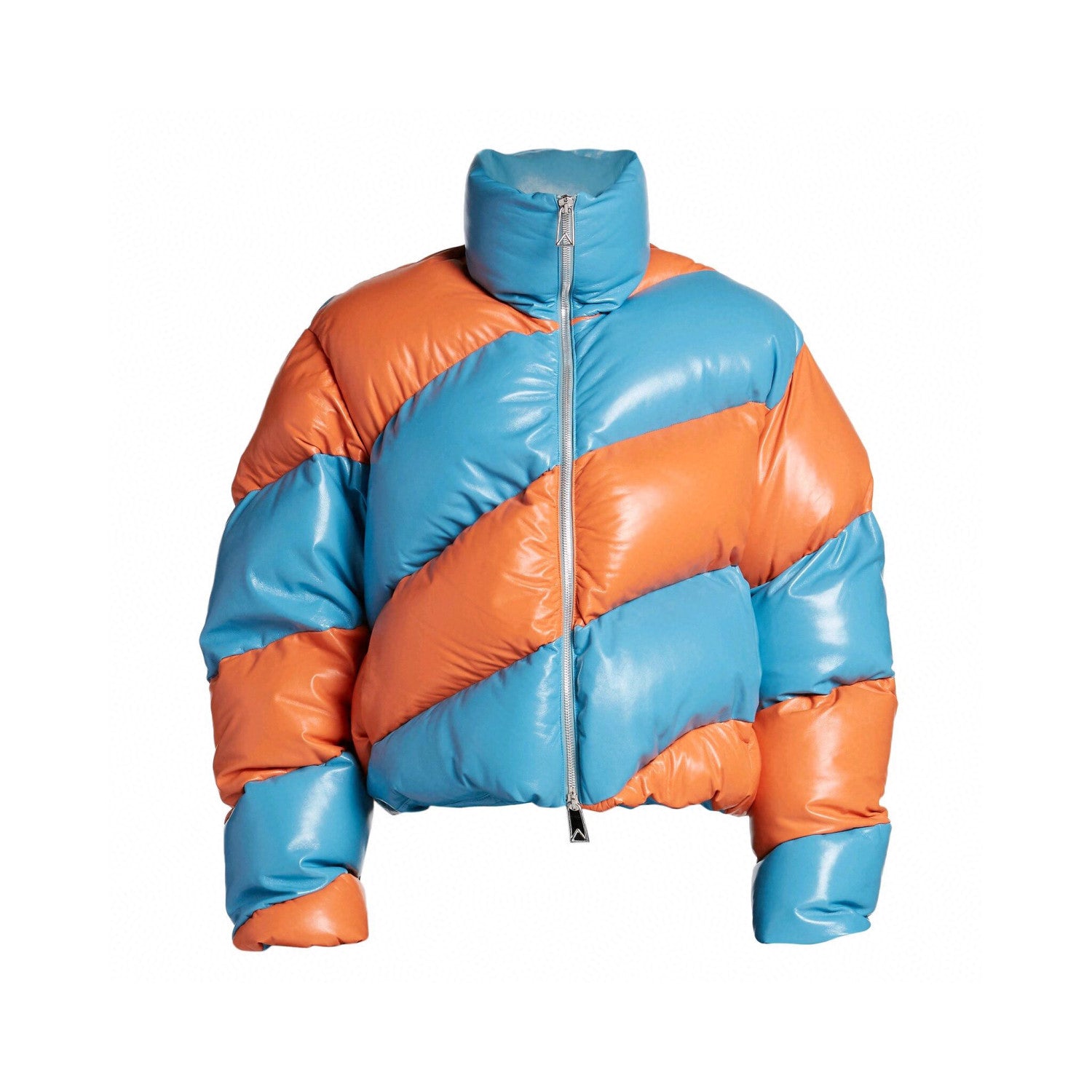 Bottega Veneta Colorblocked Leather Puffer Down Jacket Ngvp #6826