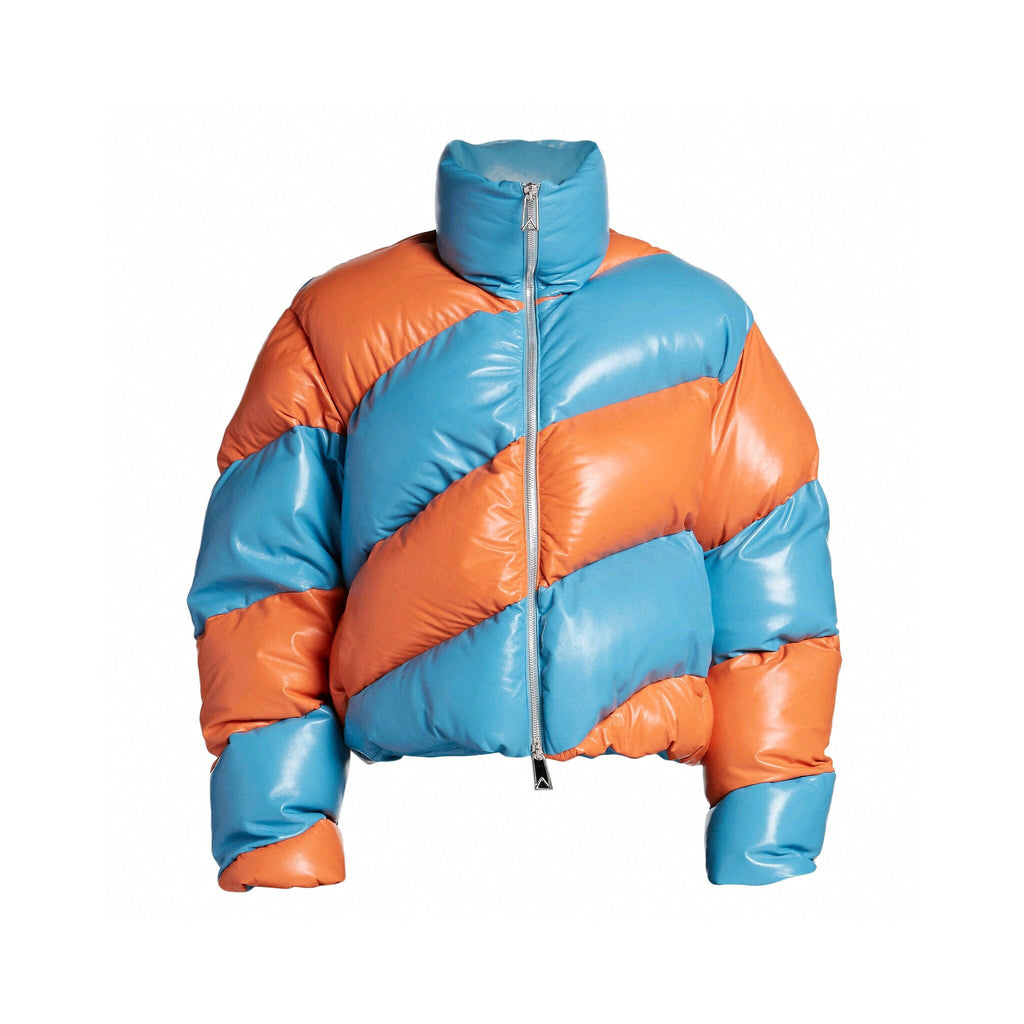 Bottega Veneta Colorblocked Leather Puffer Down Jacket Ngvp #6826