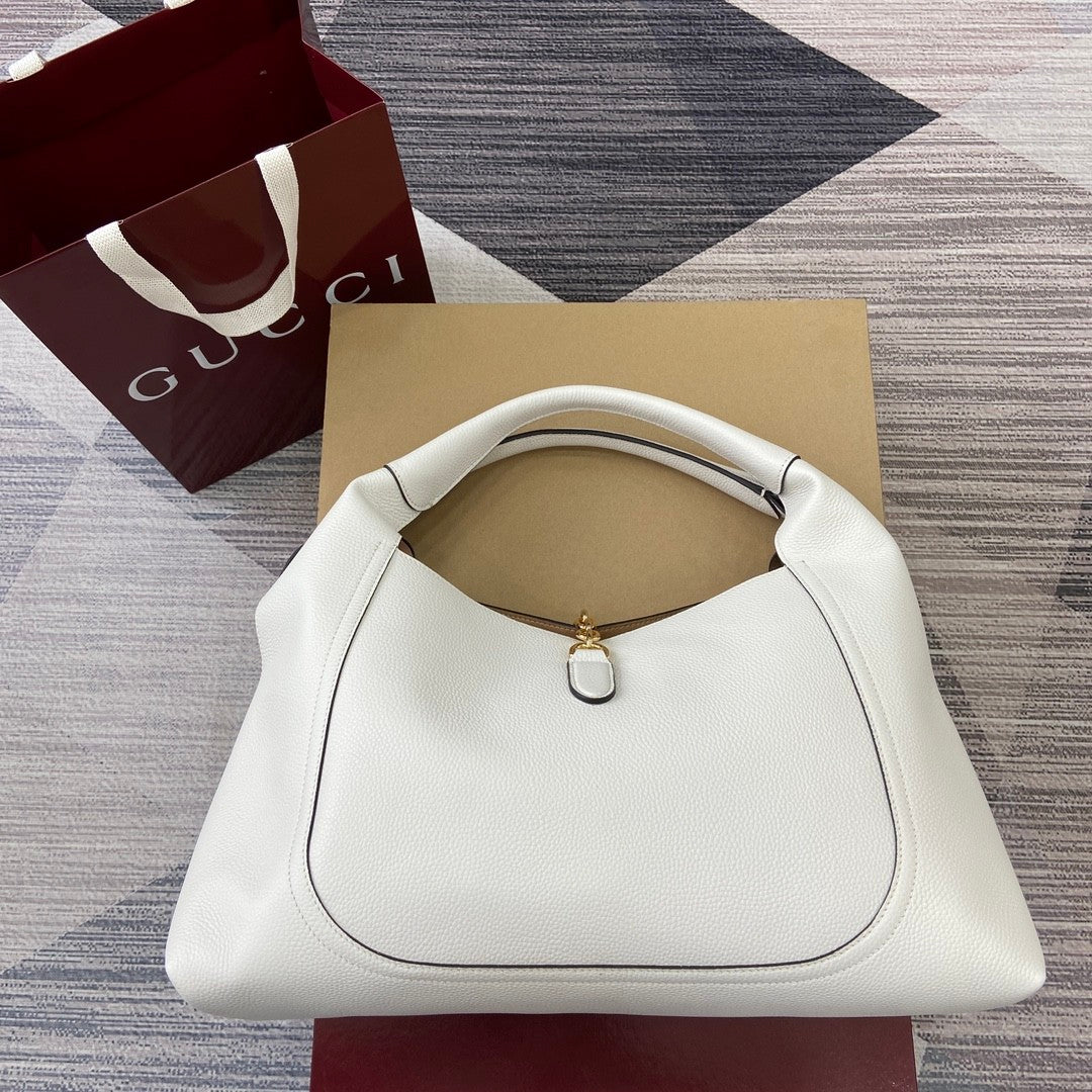 Gucci Softbit Women's Solid Color Horsebit Buckle Leather Tote Shoulder Bag Bags #76195