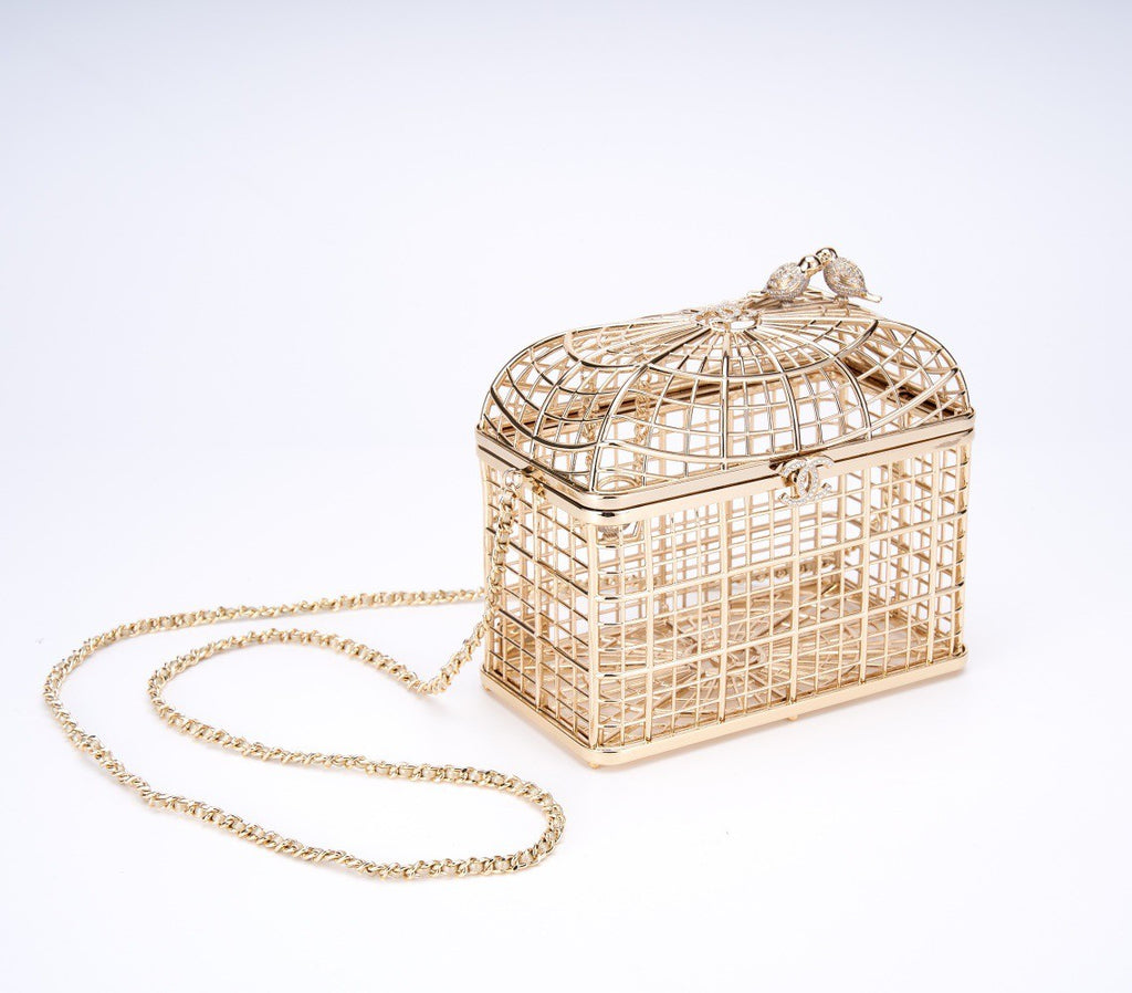 Chanel Women's Fashion Classic Metal and Rhinestone Birdcage-Shaped Rigid Evening Clutch Bag Bags #78572