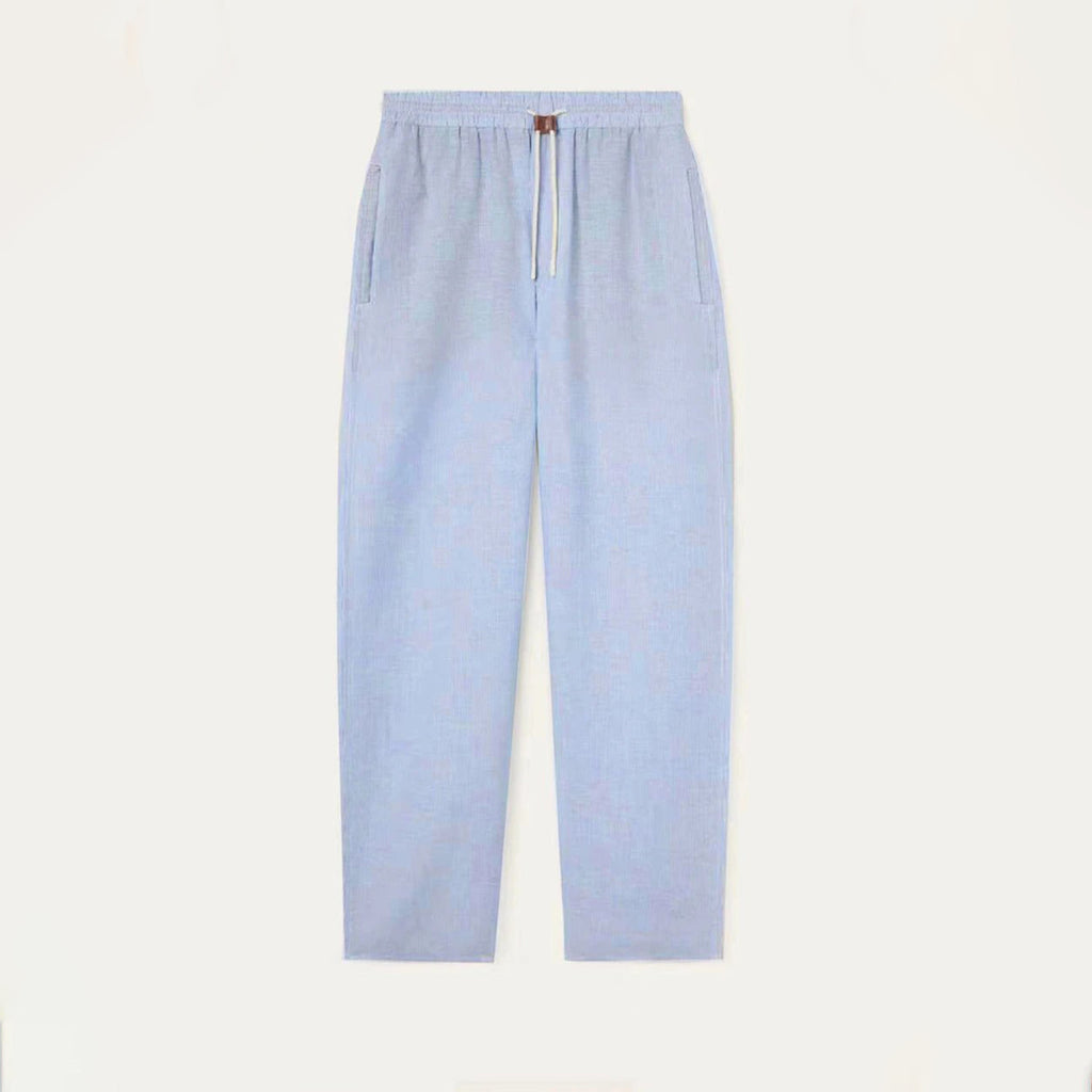 Loro Piana Men's Spring And Summer Solid Colour Drawstring Fashion Pants Loose Straight Comfortable Cotton Thin Suit Trousers Ngvp #1472