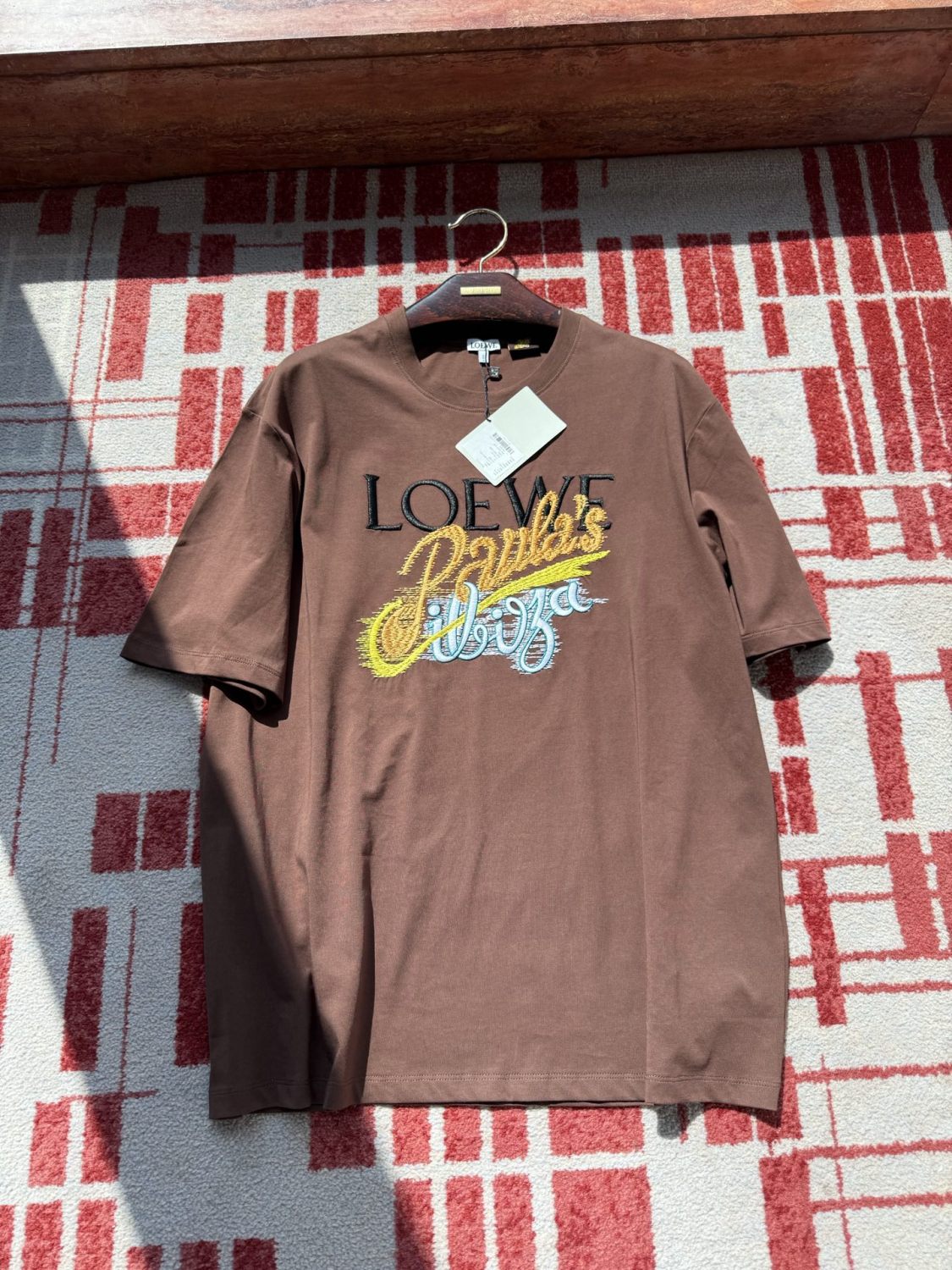Loewe Men's Summer Embroidered Letter Print Solid Colour Cotton Round Neck Short Sleeve T-Shirt #76791
