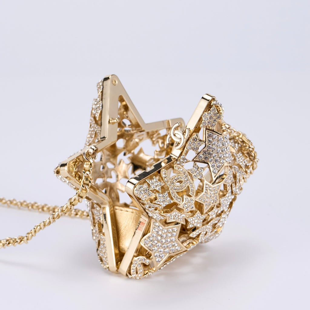 Chanel Women's Fashion Casual Classic Star-shaped Rigid Evening Clutch With Openwork Star-shaped Crystal Embellishments Bag Bags #78514