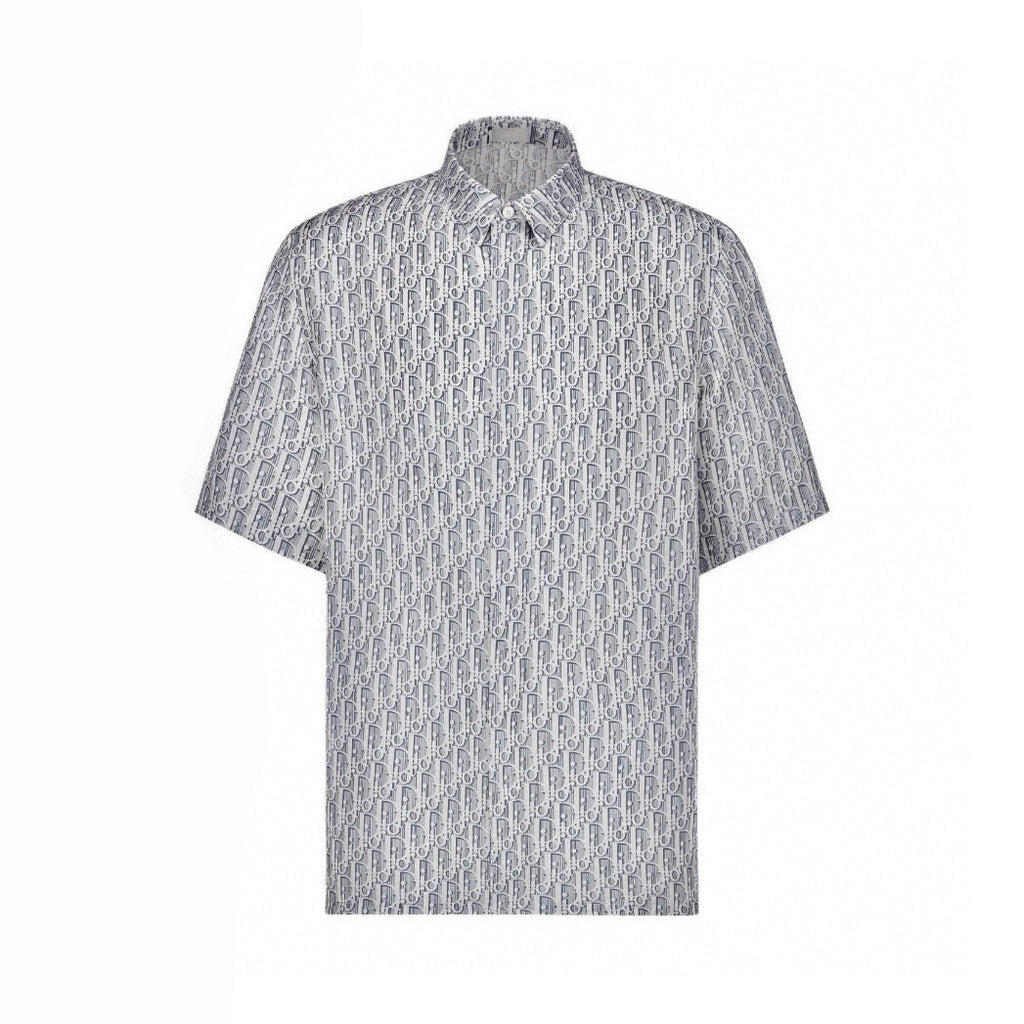Dior Men's Spring And Summer Full Dblique Printing Logo Shirt Straight Shorts Casual Suit Set #77619