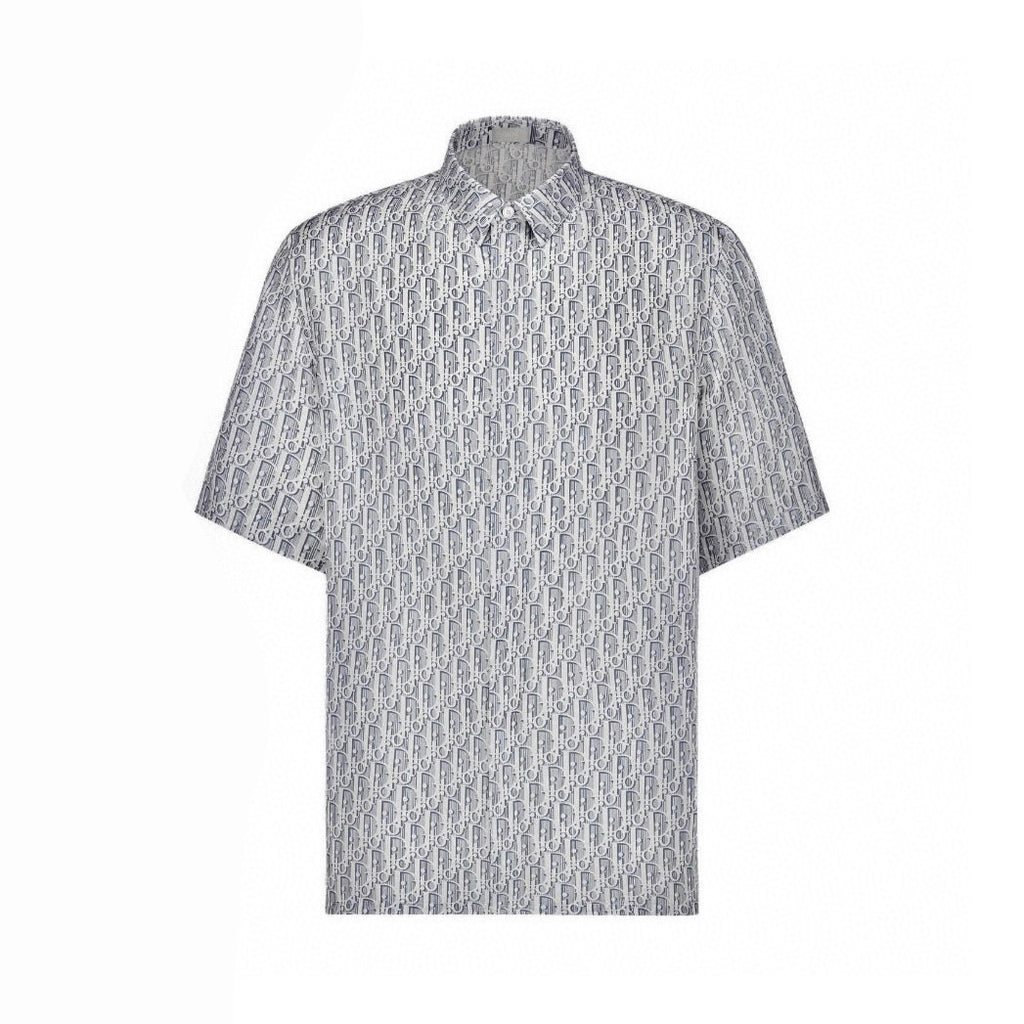 Dior Men's Spring And Summer Full Dblique Printing Logo Shirt Straight Shorts Casual Suit Set #77619